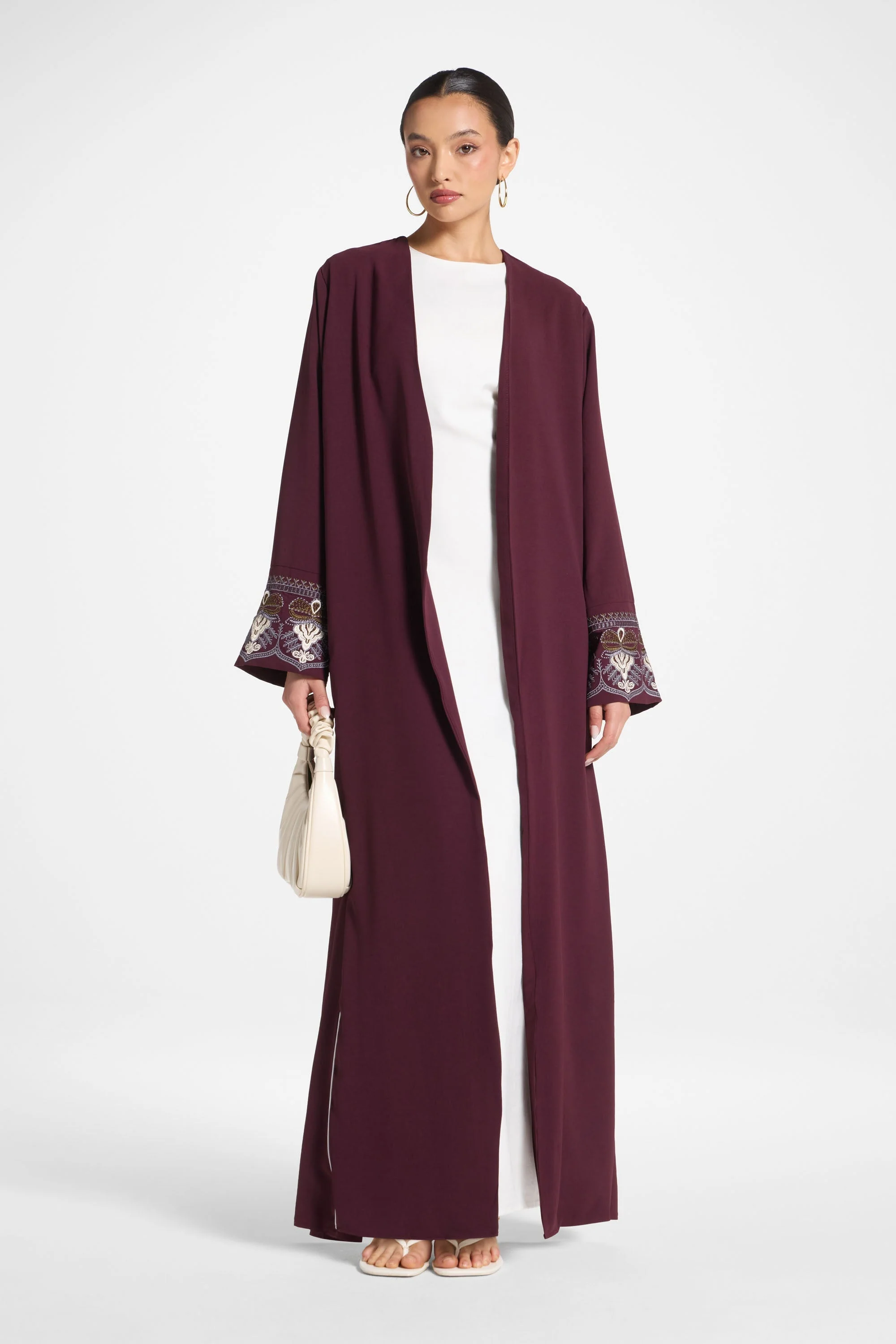 Omaya Embroidered Open Abaya