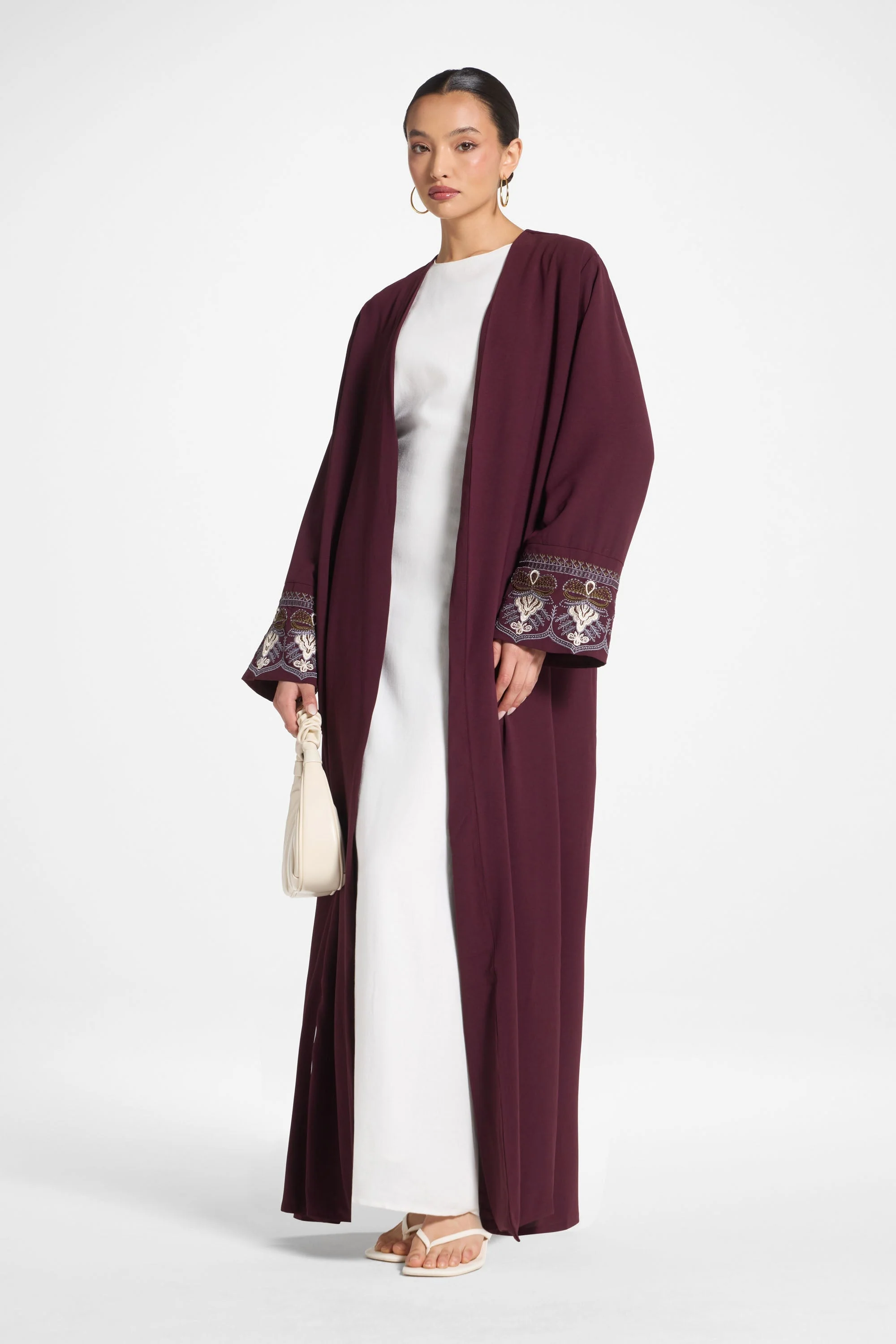 Omaya Embroidered Open Abaya - Image 2
