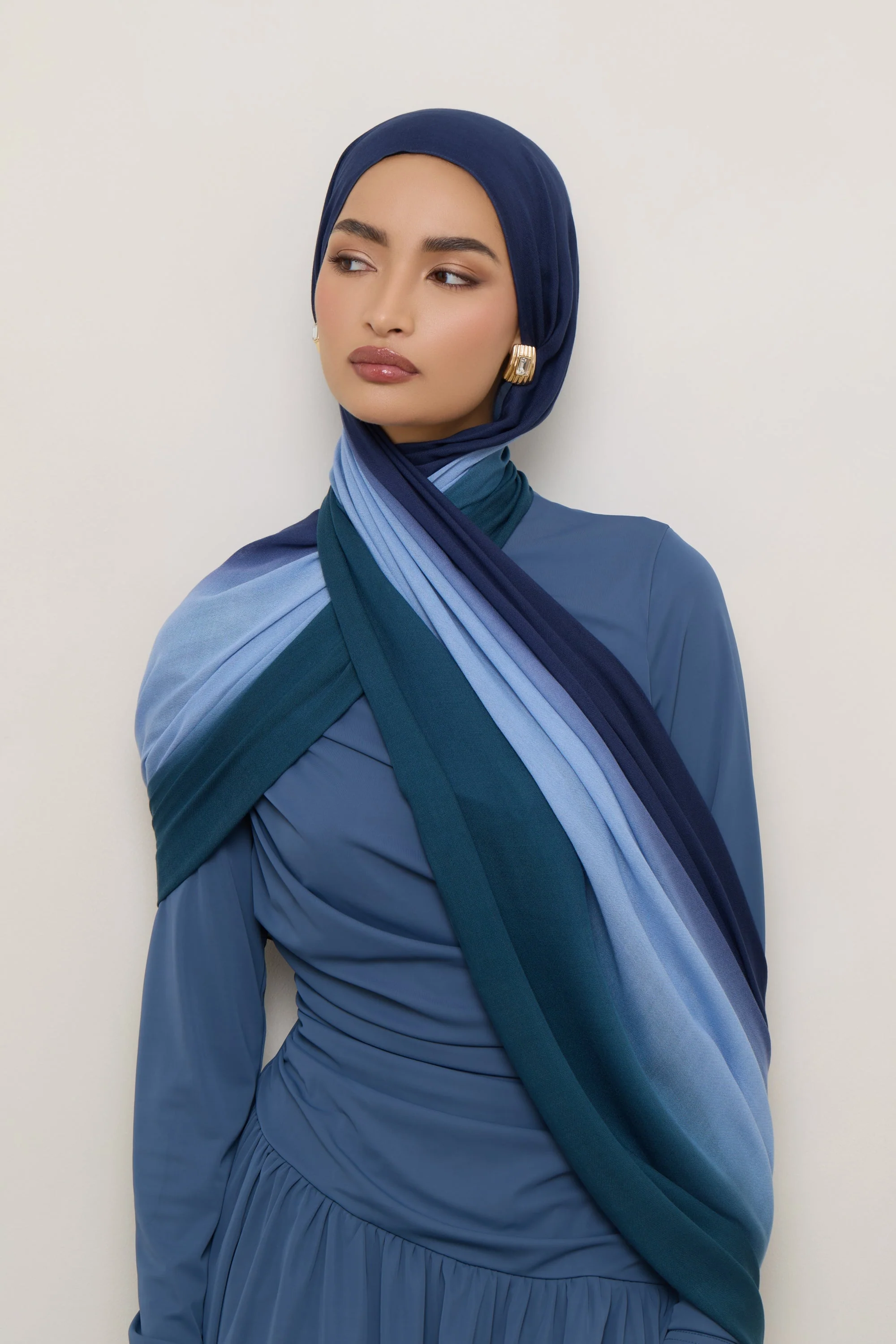 Ombre Modal Hijab - Sky Blue - Image 7