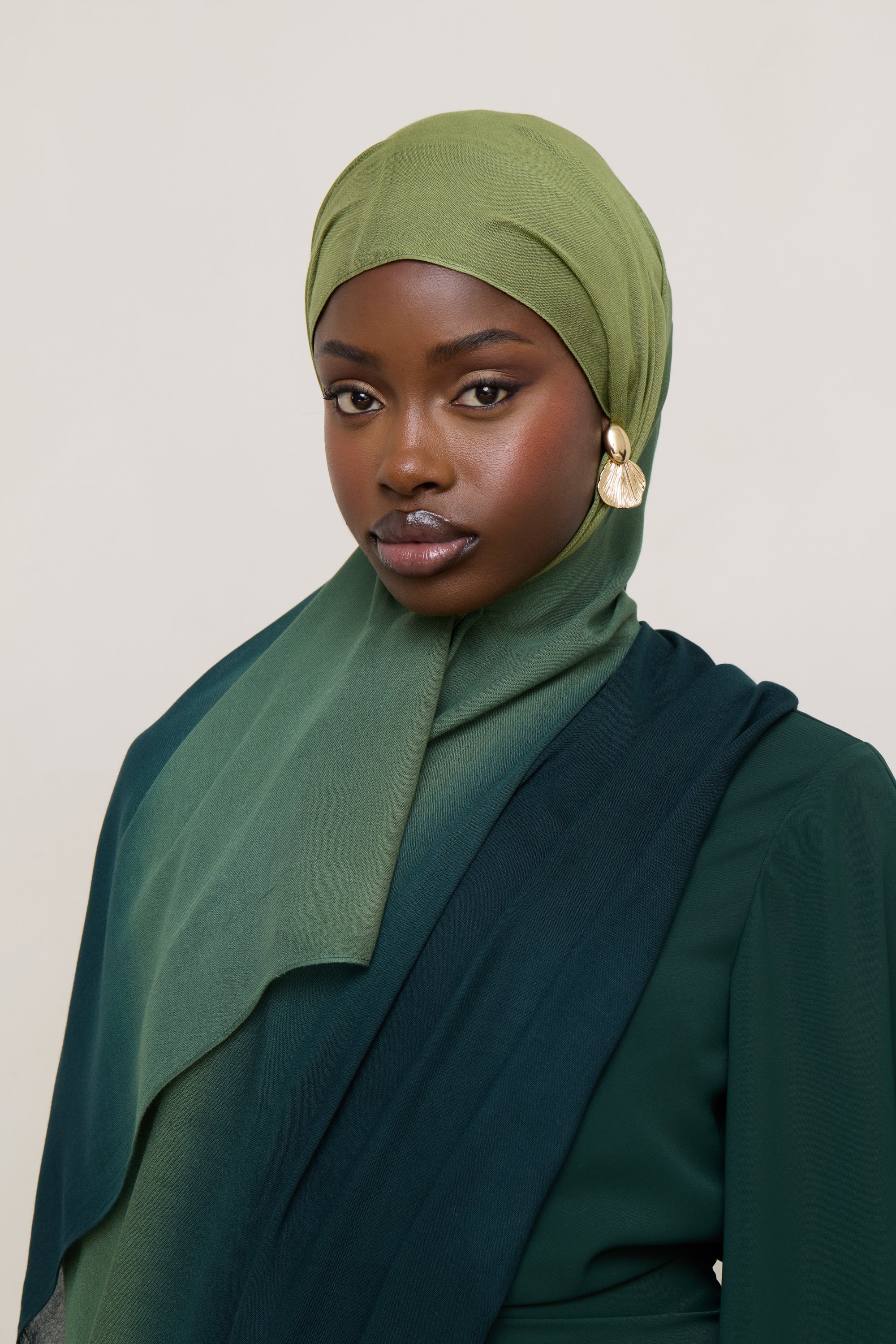 Ombre Modal Hijab - Olive Foam - Image 10