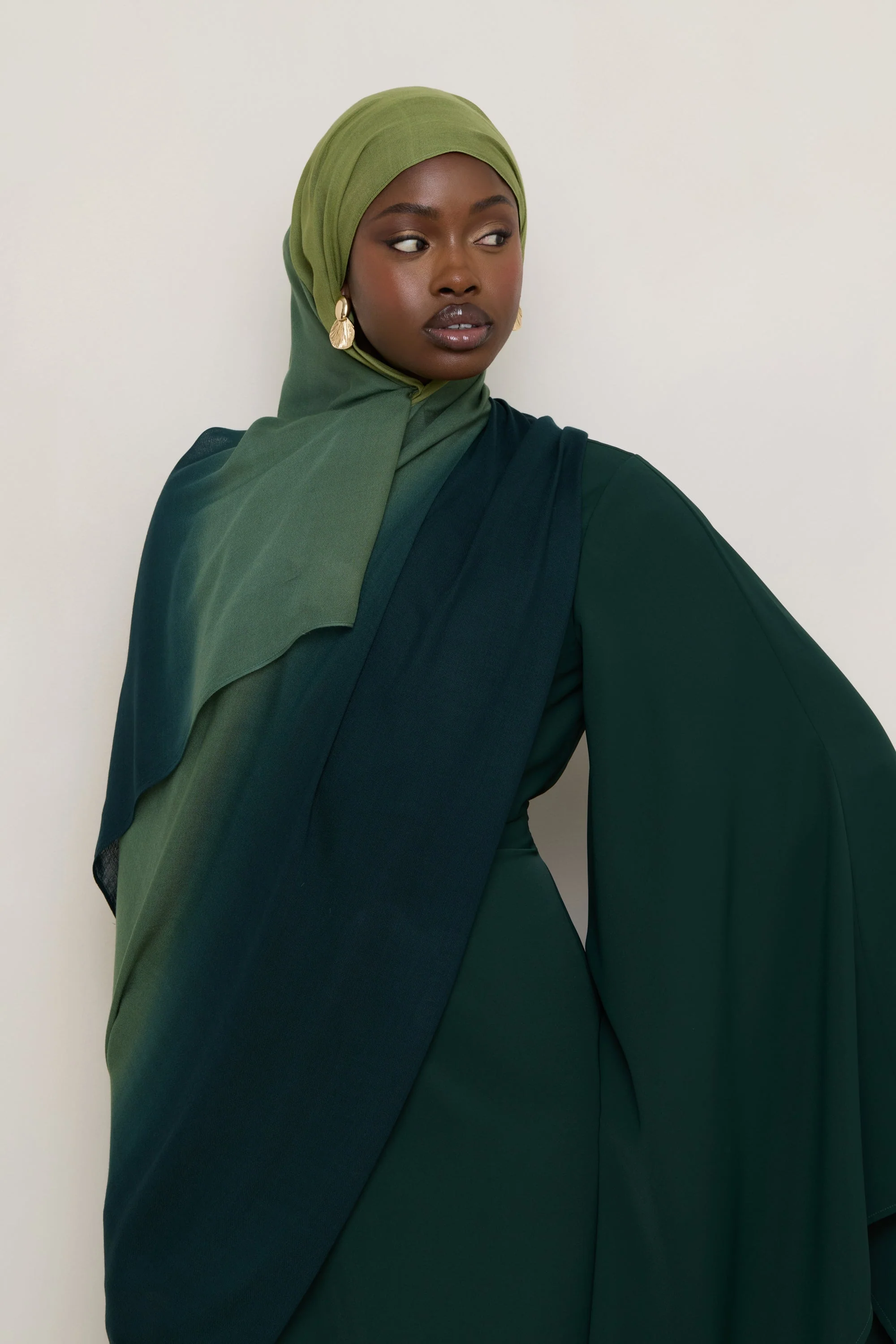 Ombre Modal Hijab - Olive Foam - Image 5