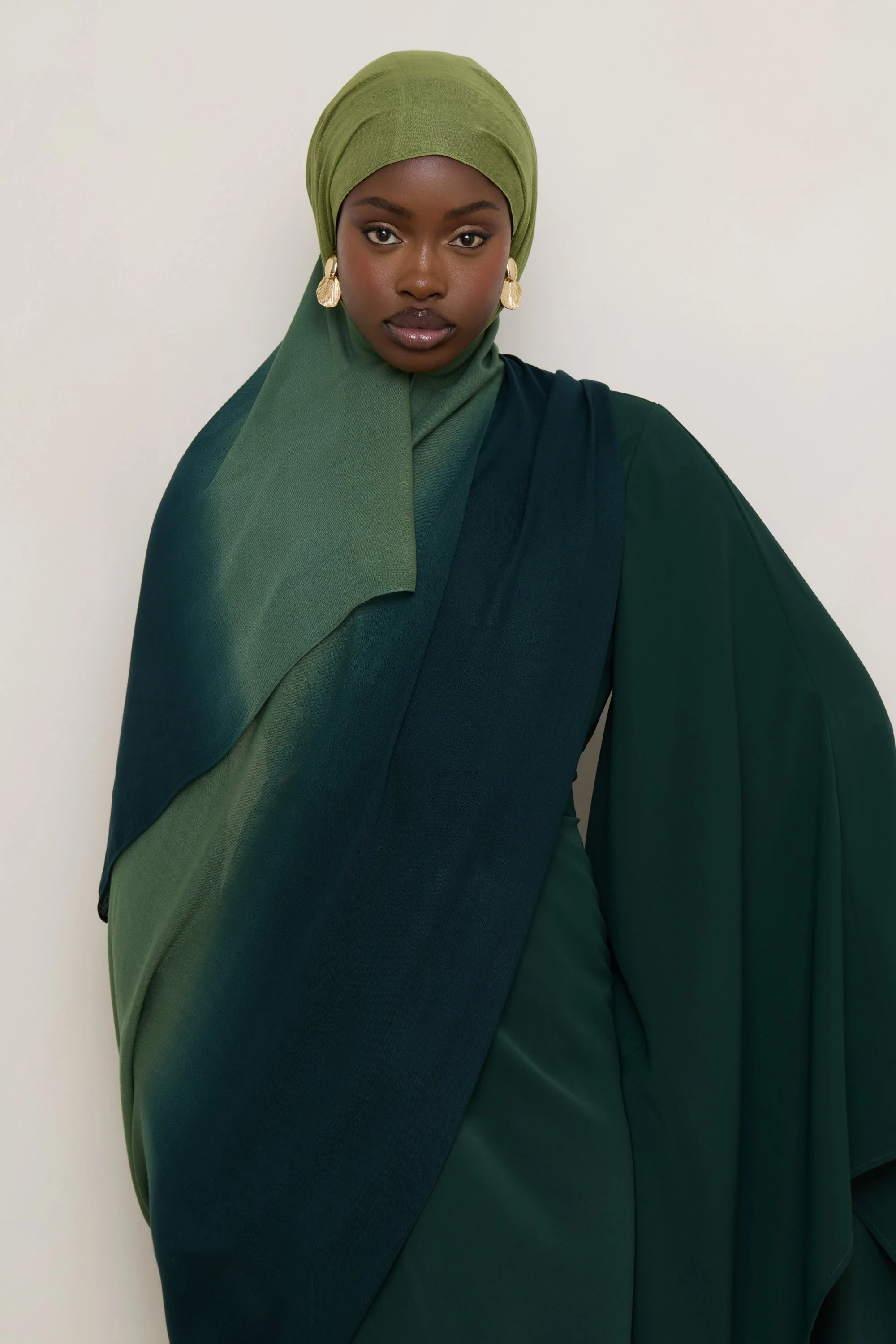 Ombre Modal Hijab - Olive Foam - Image 6