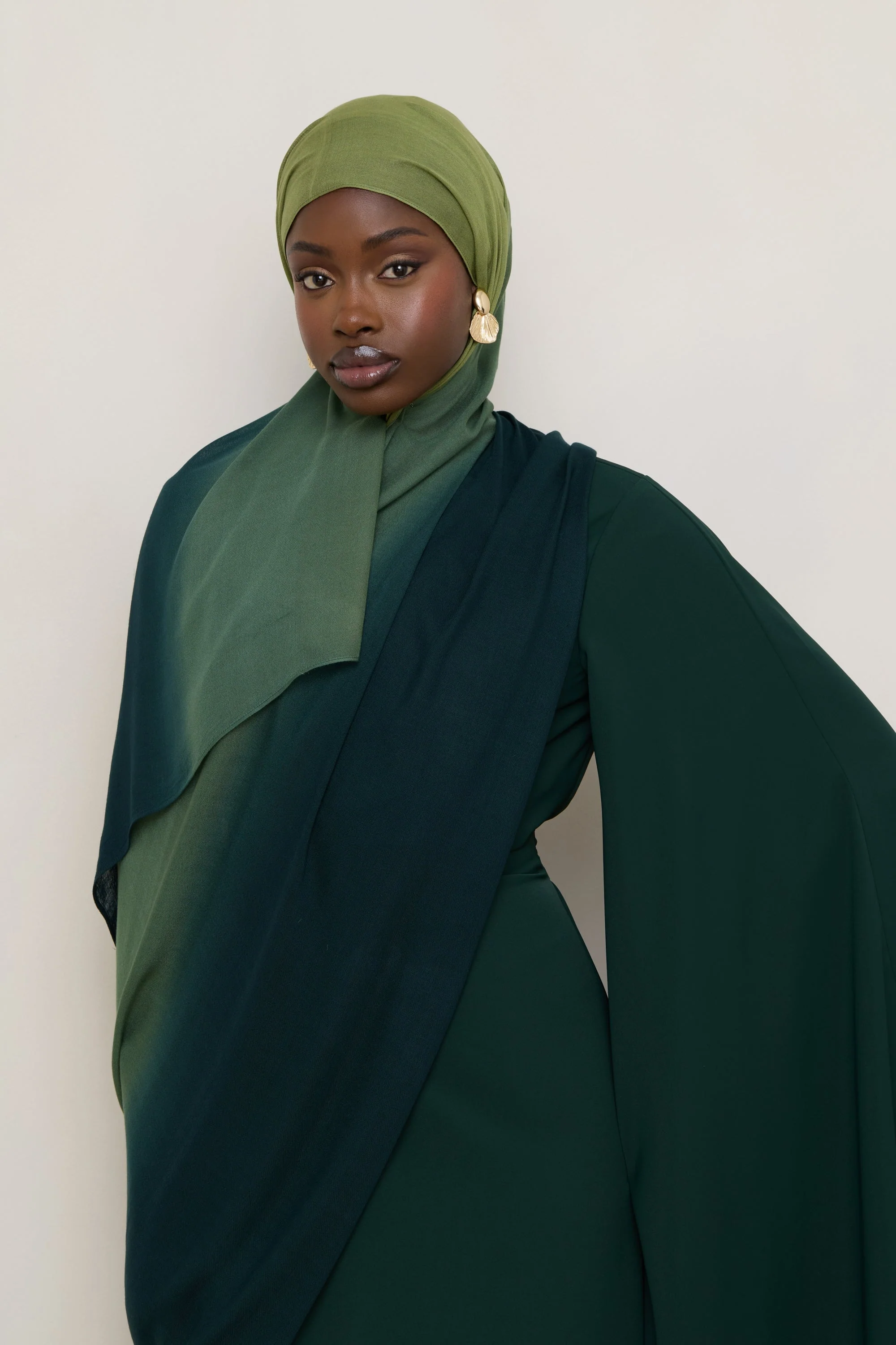 Ombre Modal Hijab - Olive Foam - Image 7