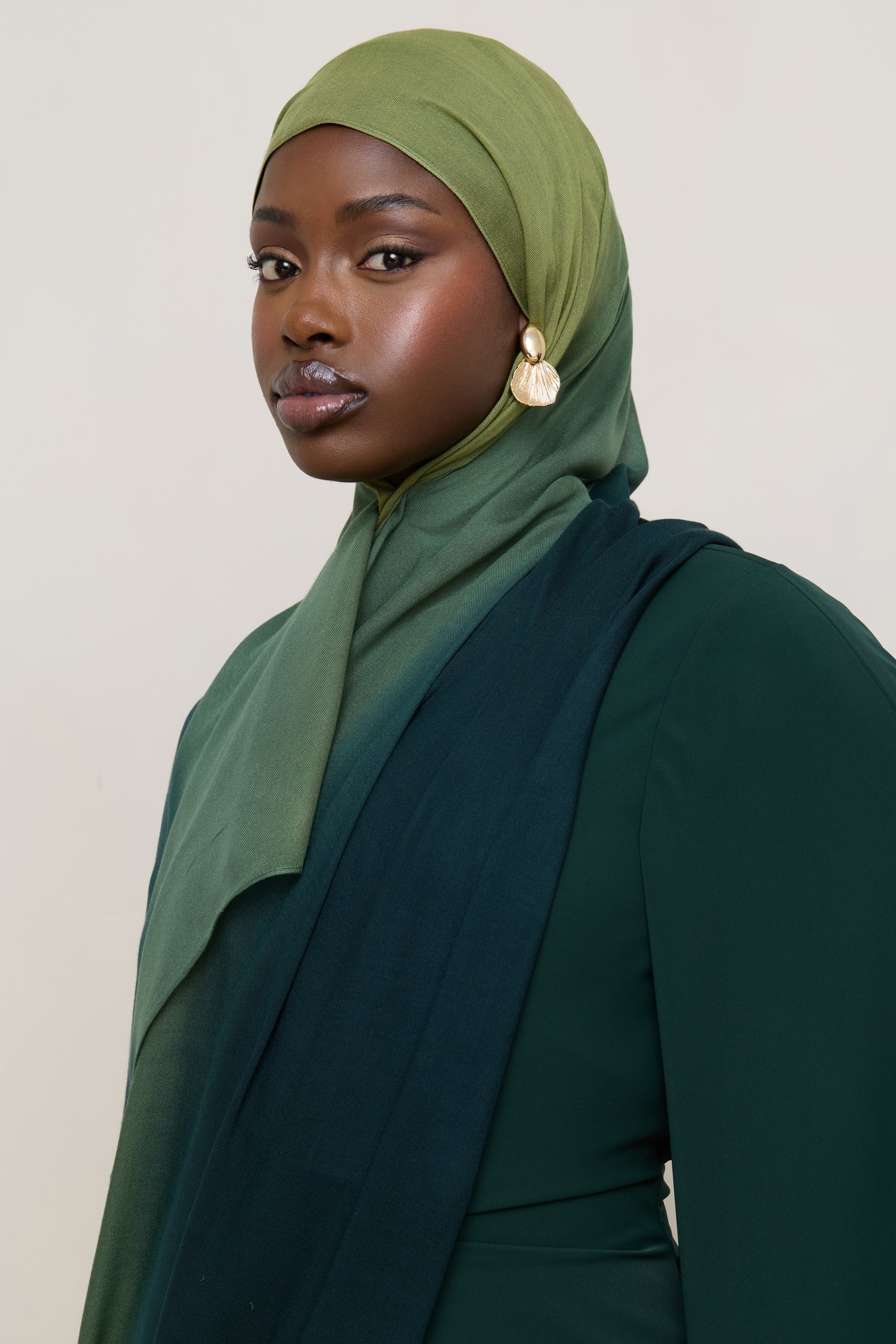 Ombre Modal Hijab - Olive Foam - Image 8