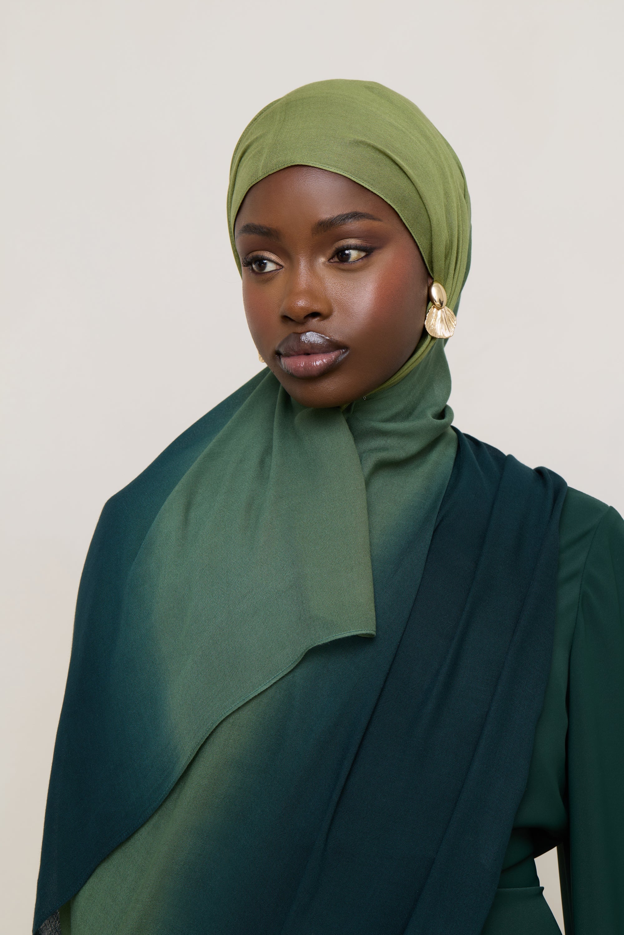 Ombre Modal Hijab - Olive Foam - Image 9