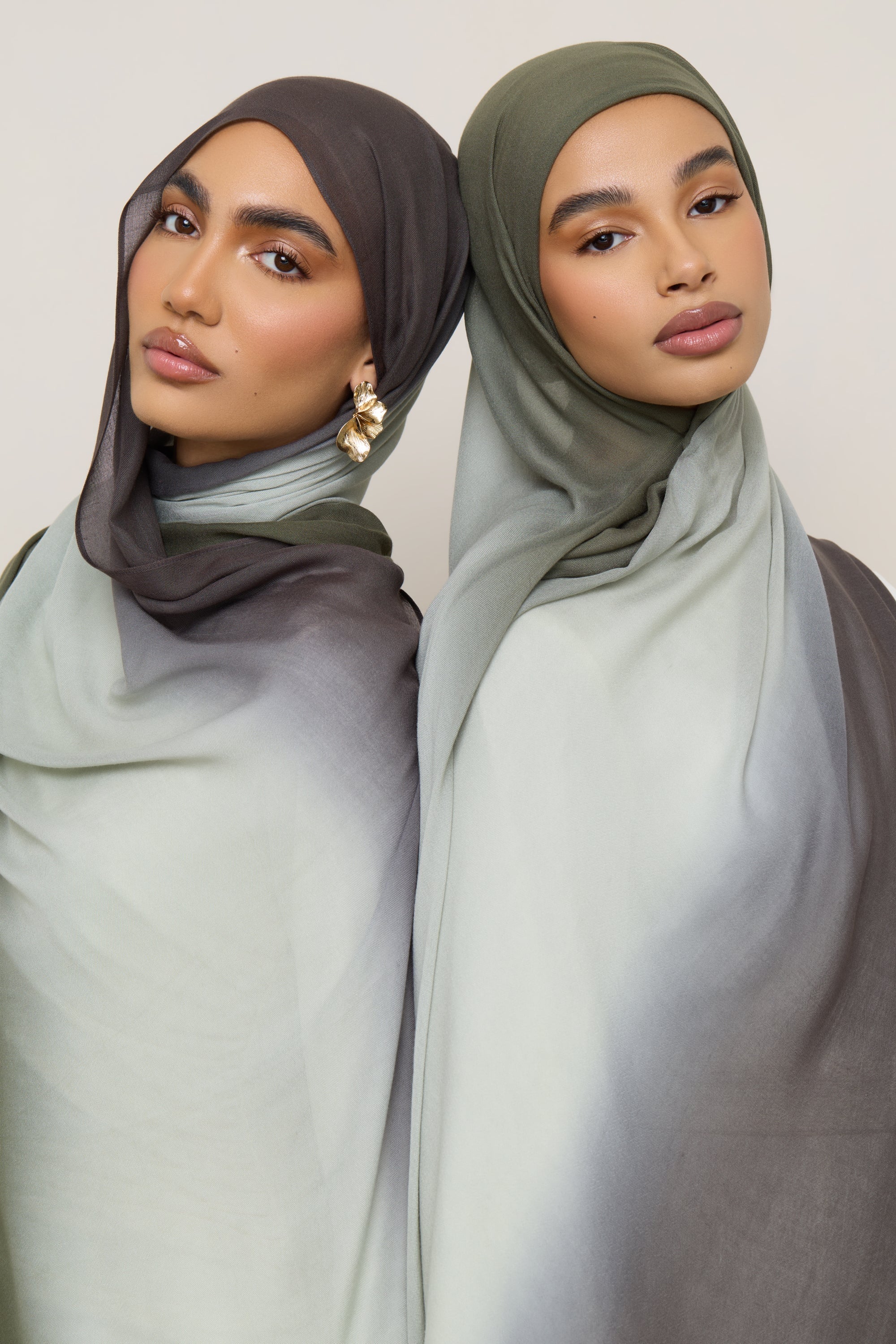 Ombre Modal Hijab - Olive Grey - Image 3