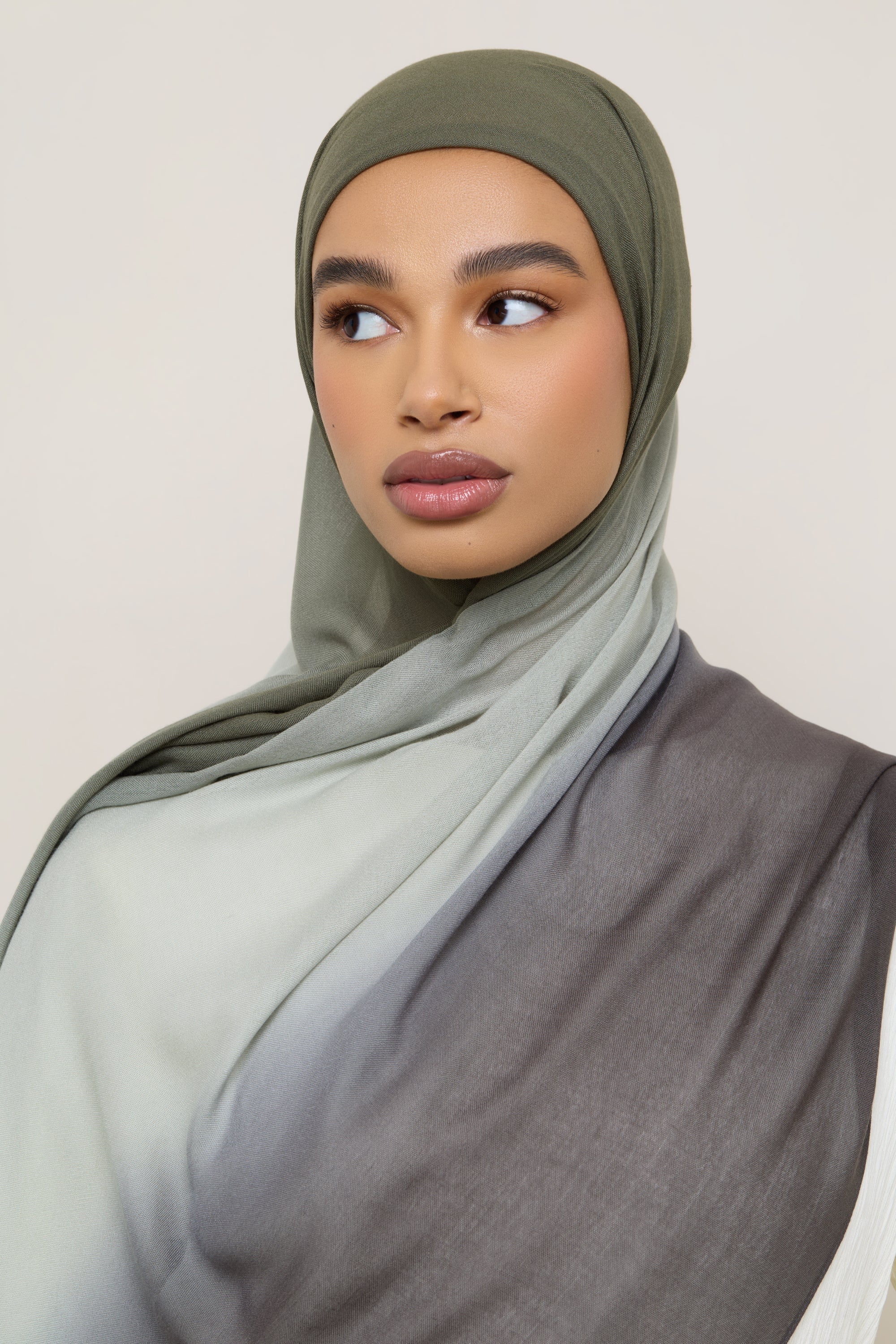 Ombre Modal Hijab - Olive Grey - Image 4