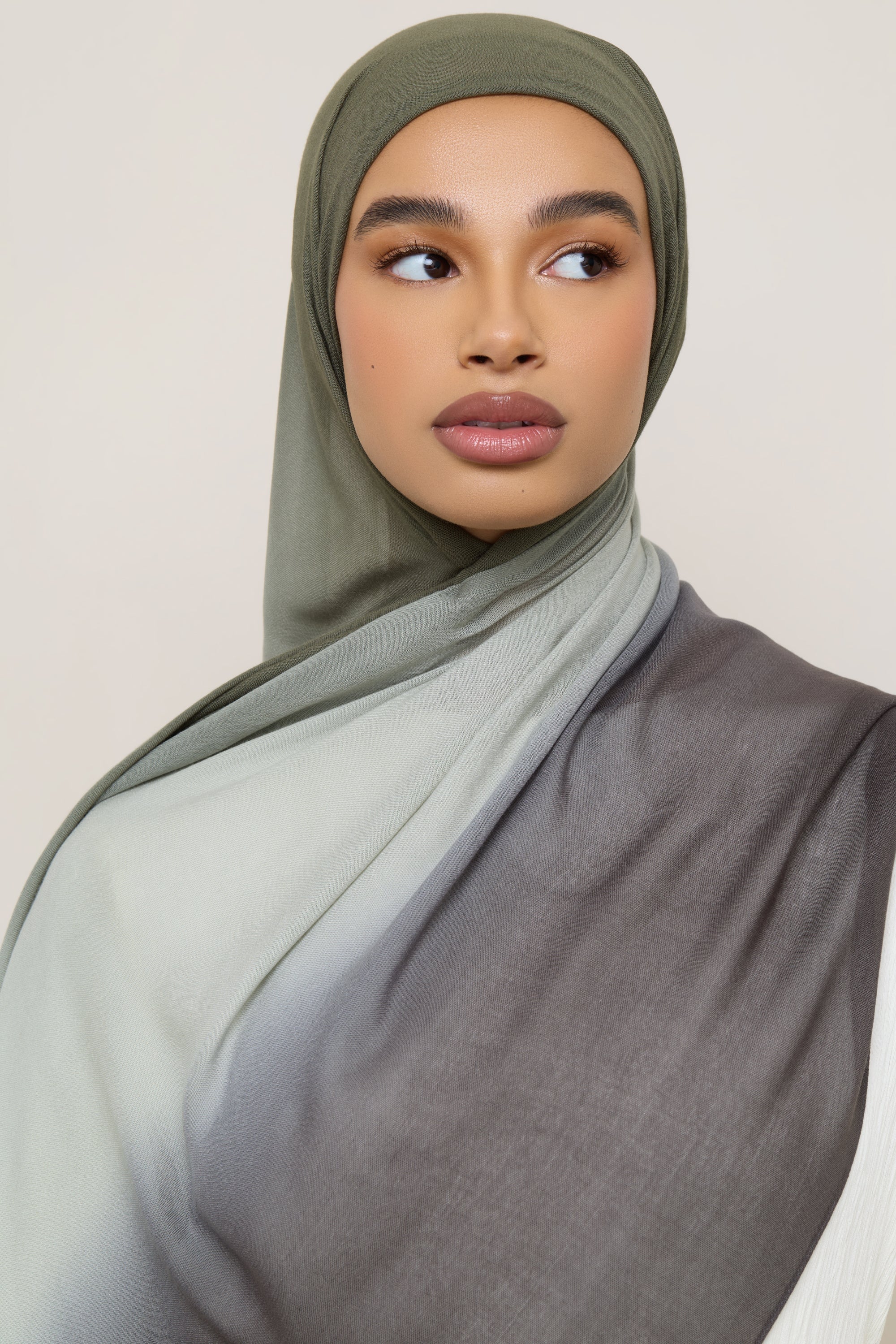 Ombre Modal Hijab - Olive Grey - Image 5