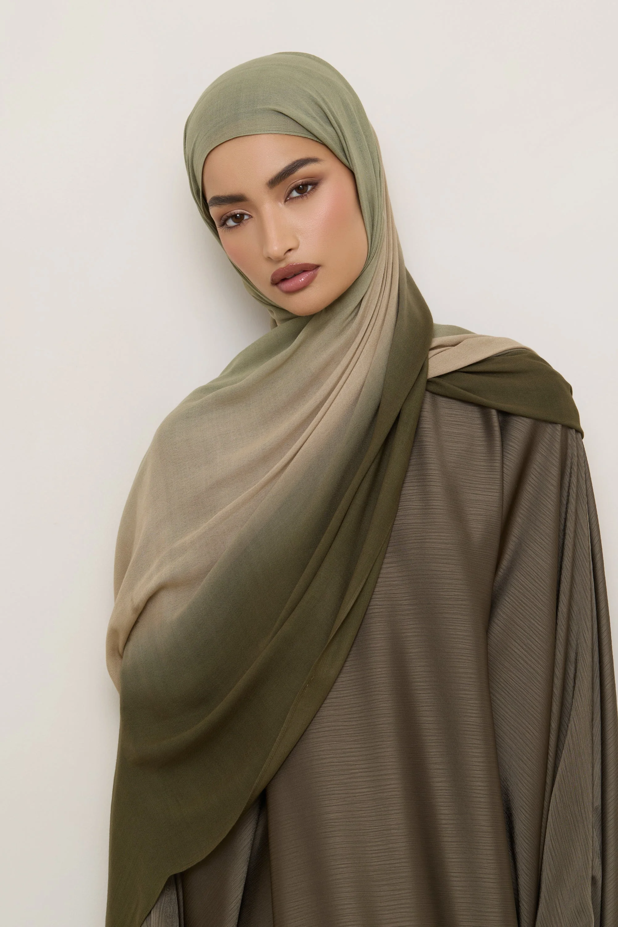 Ombre Modal Hijab - Olive Nougat - Image 5