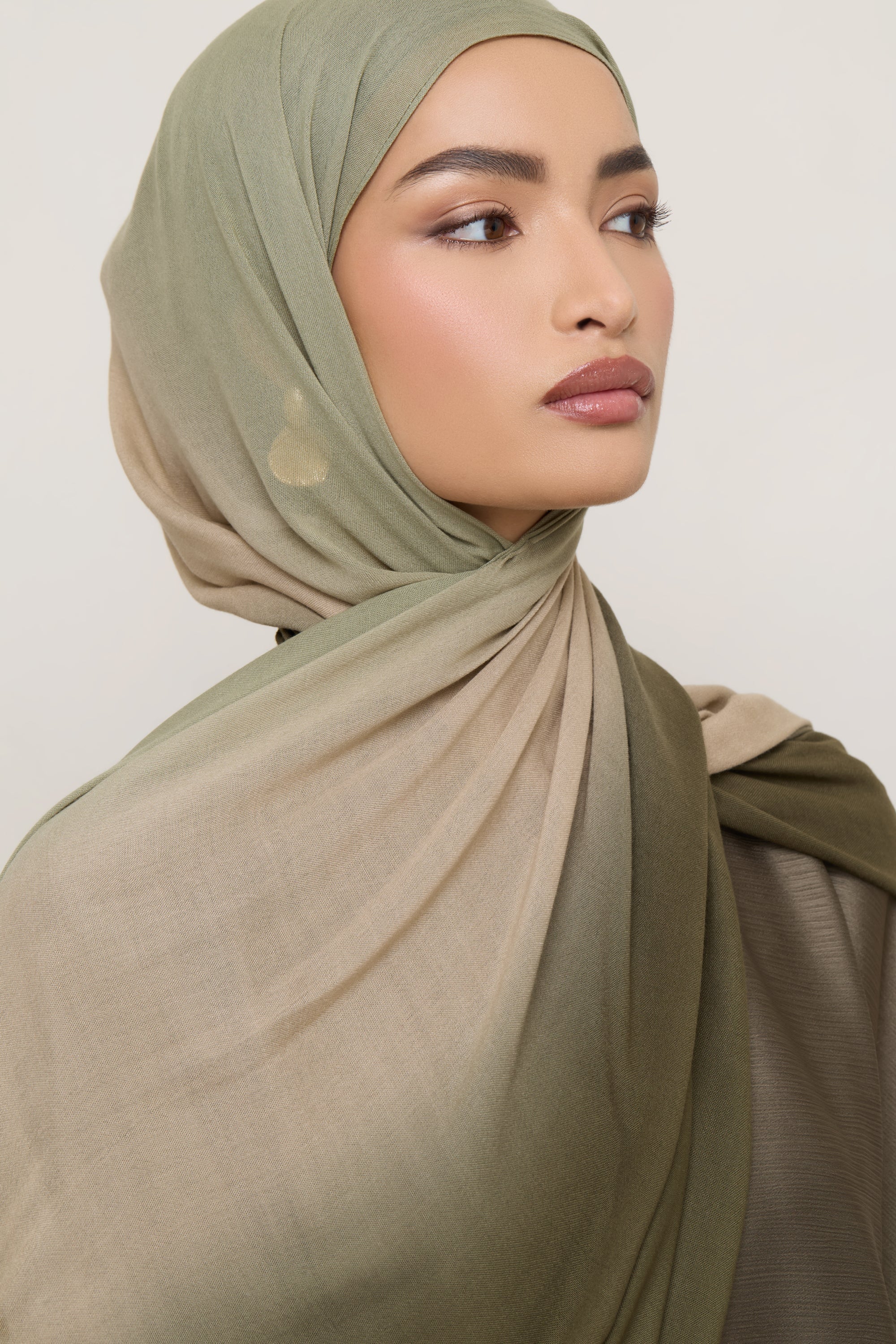 Ombre Modal Hijab - Olive Nougat - Image 6