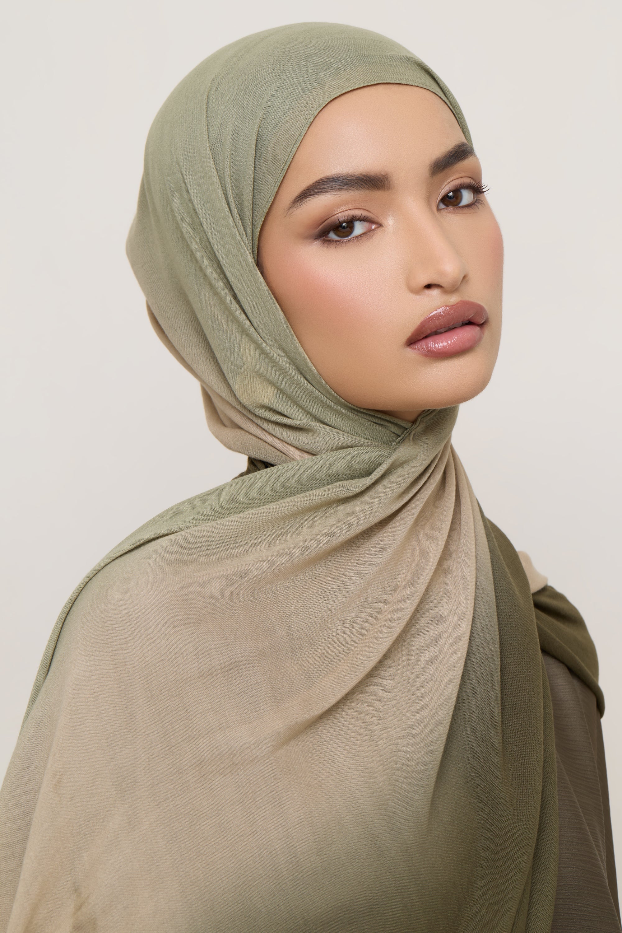 Ombre Modal Hijab - Olive Nougat - Image 7