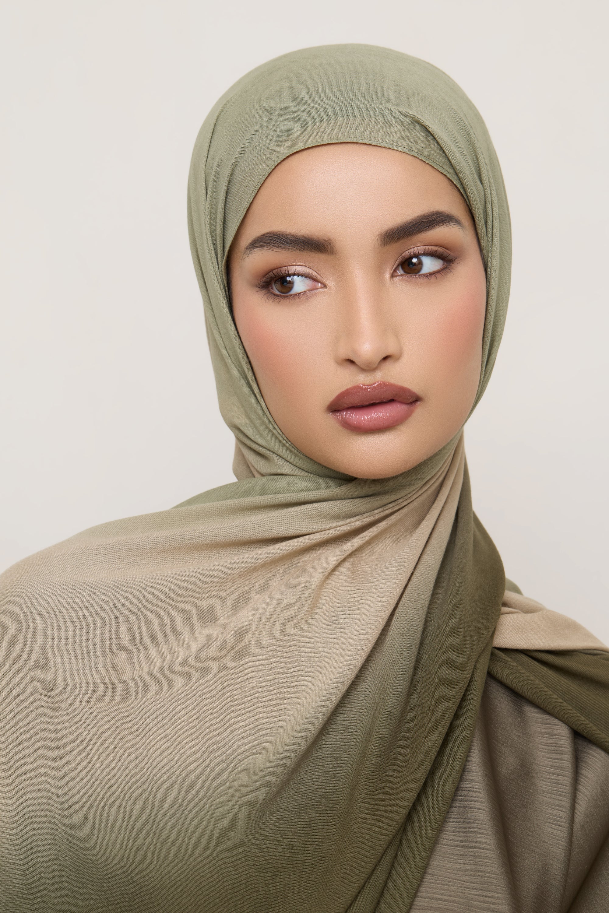 Ombre Modal Hijab - Olive Nougat - Image 8
