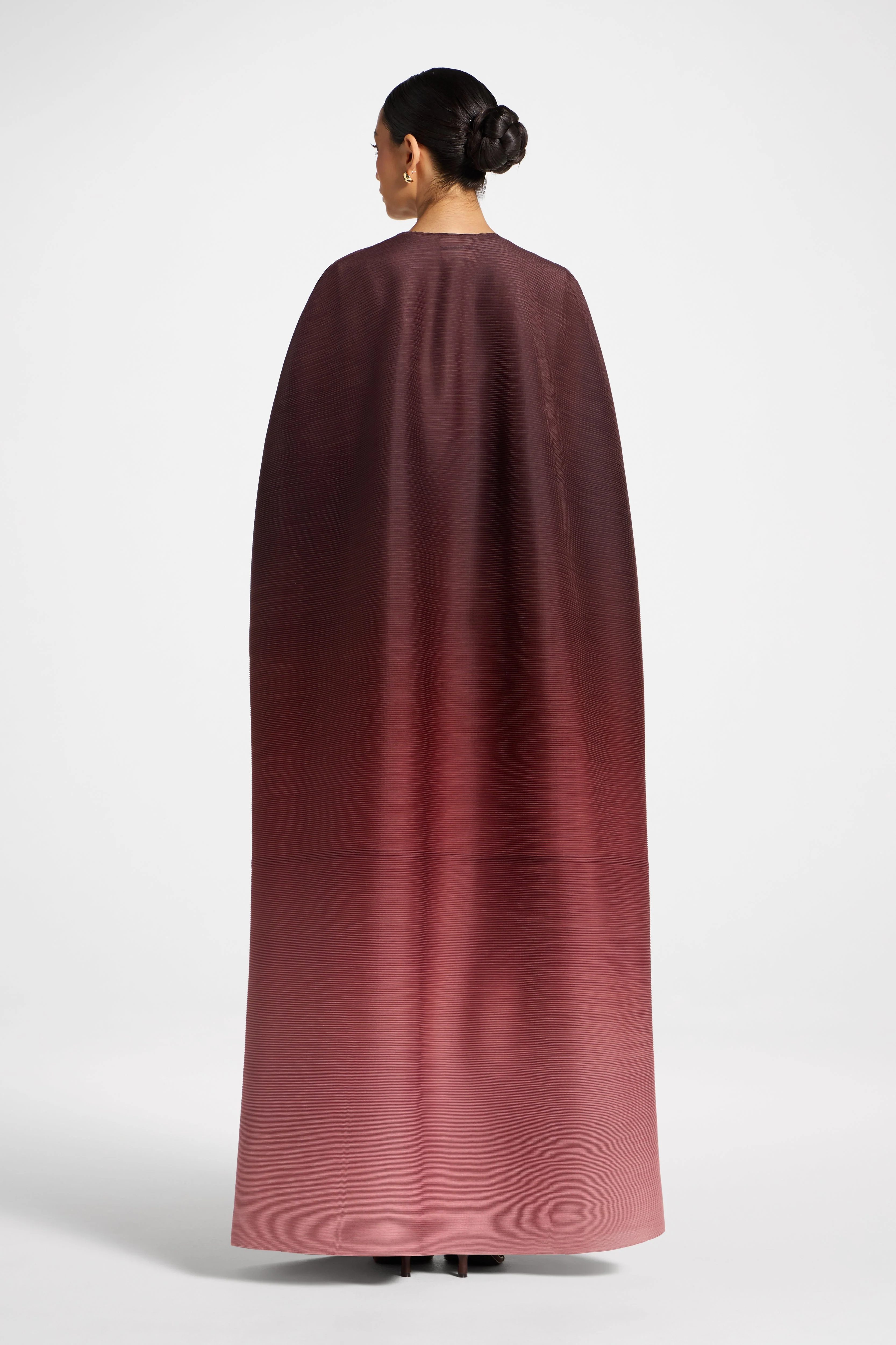 Ombre Pleated Open Abaya - Mocha Rose - Image 8