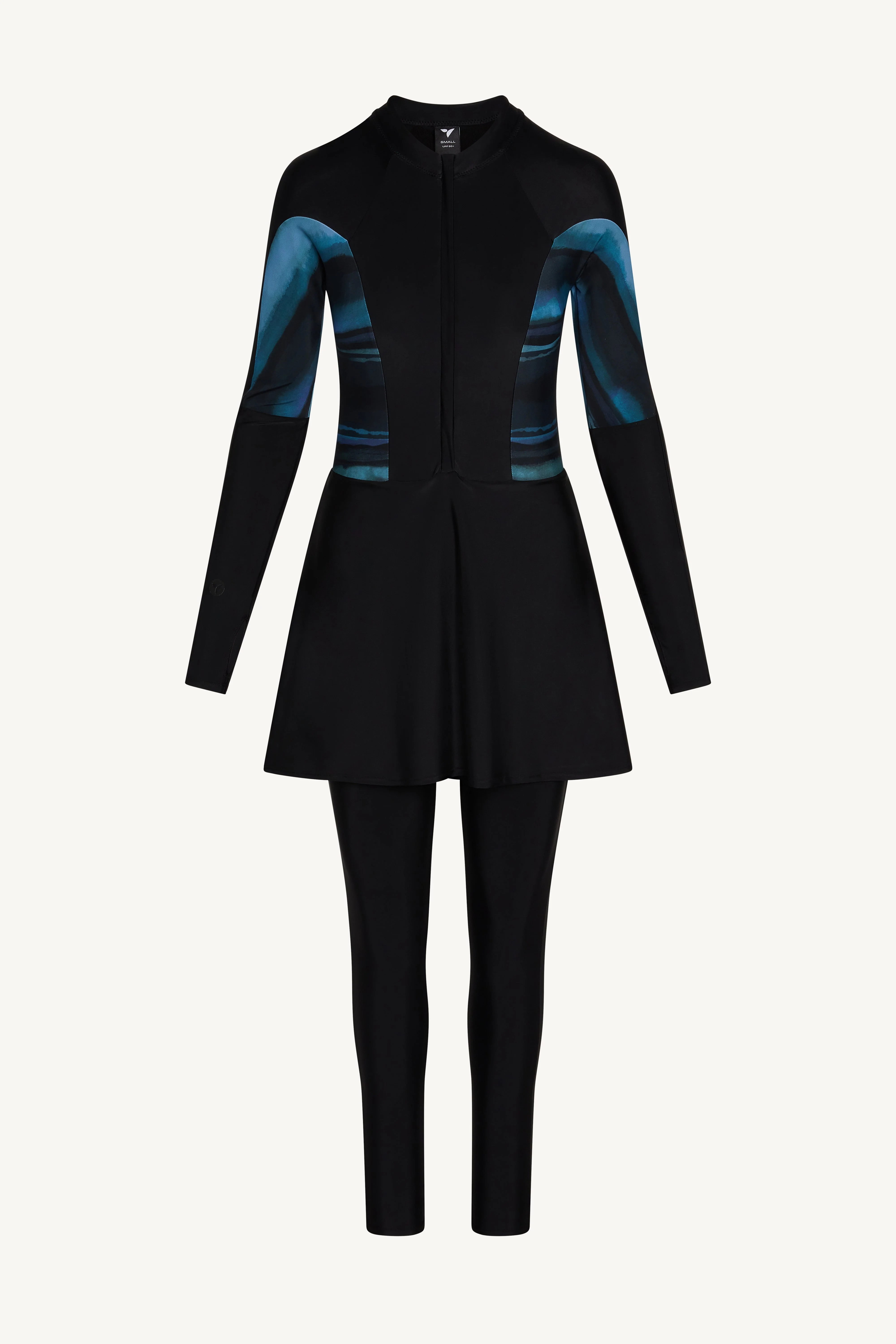One Piece Full Body Swimsuit - Black/Print - Image 8