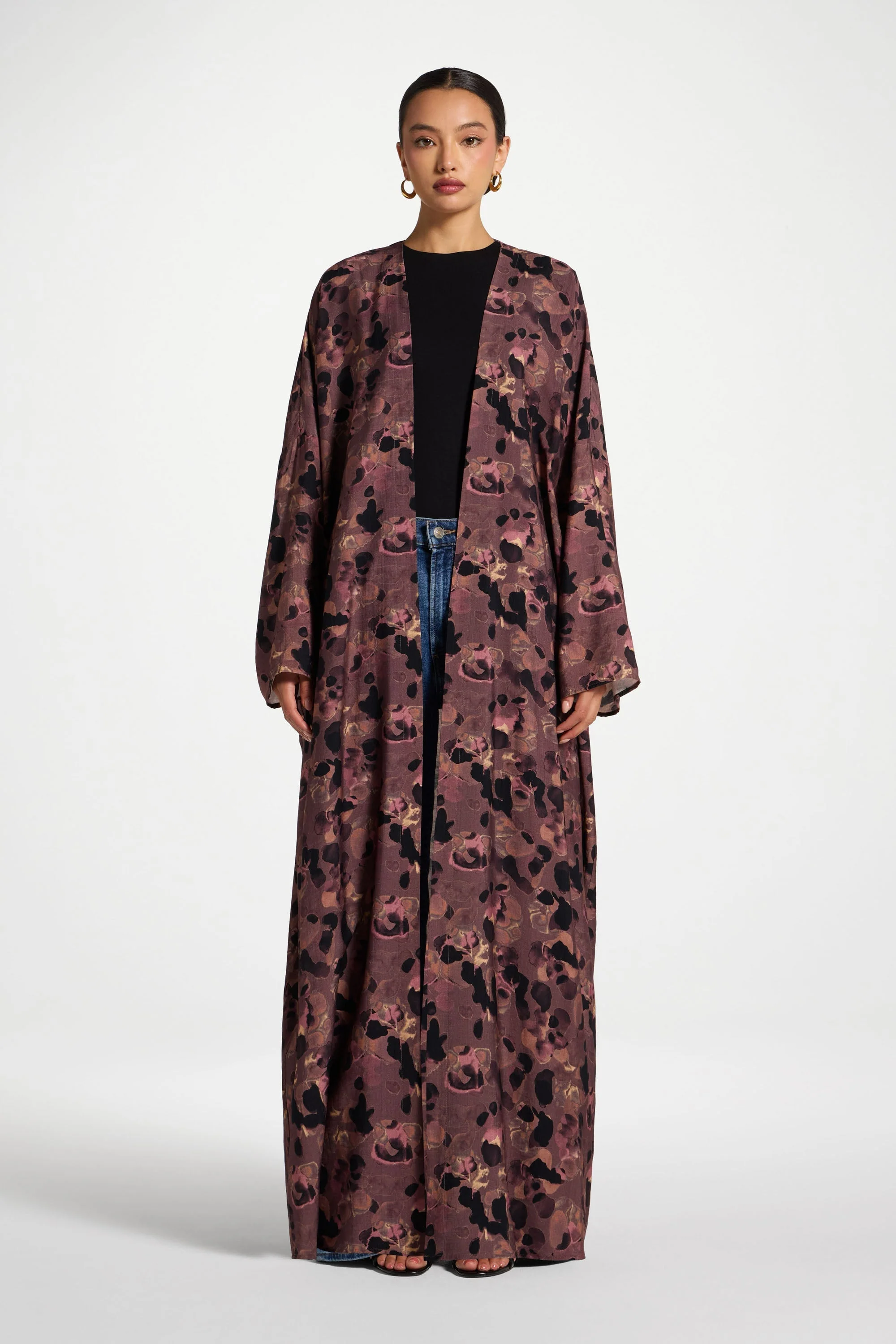Open Abaya - Watercolor Bloom