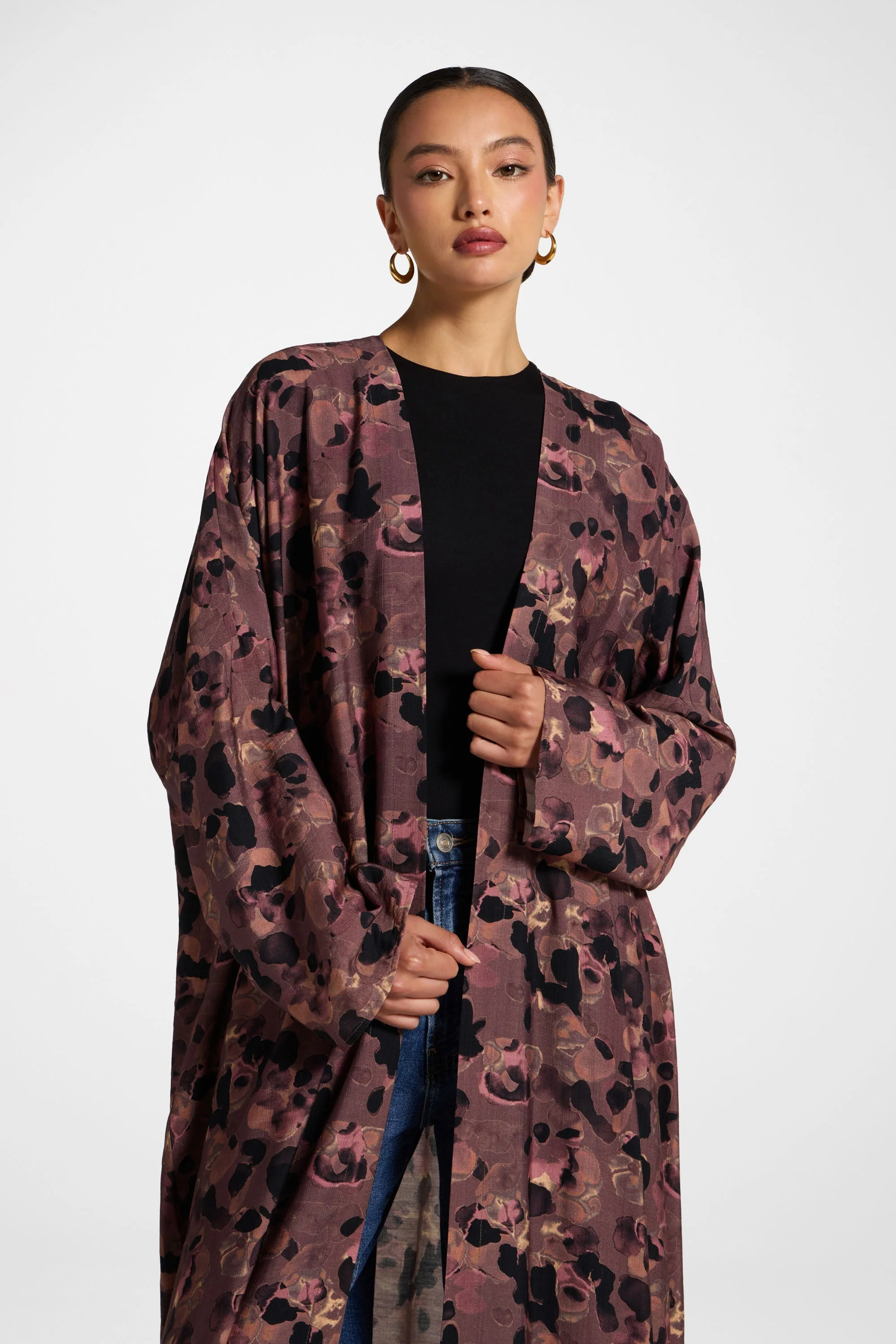 Open Abaya - Watercolor Bloom - Image 3