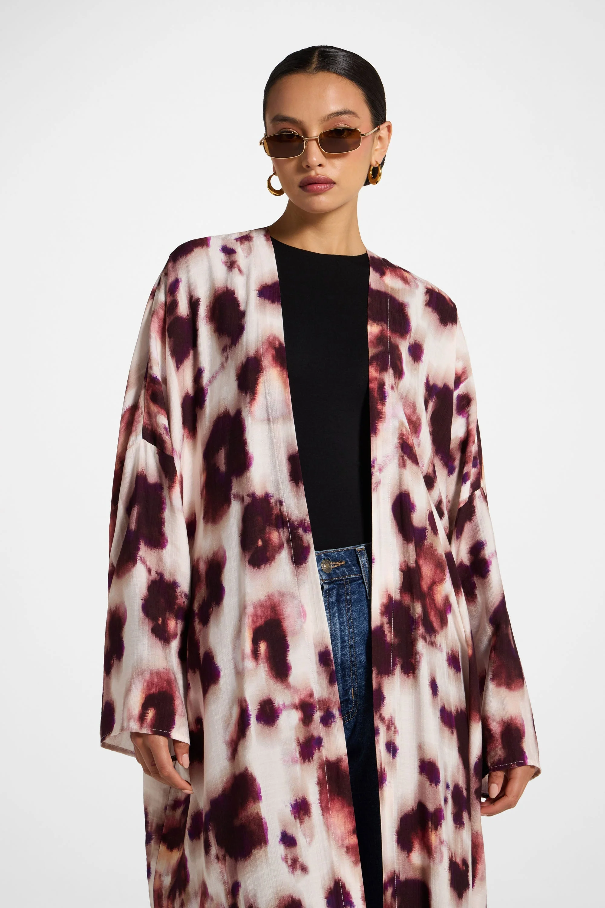 Open Abaya - Spotted Plum - Image 3
