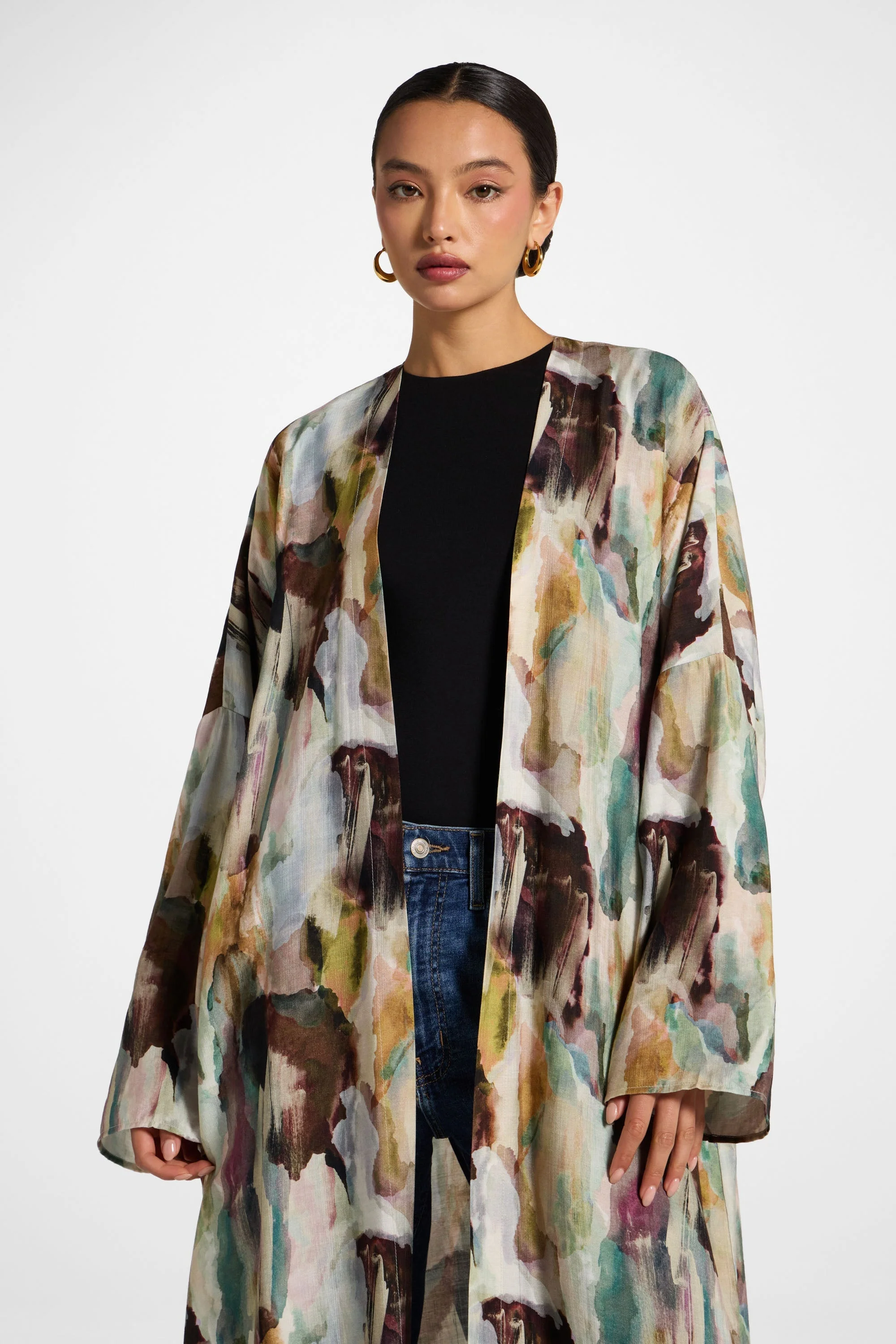Open Abaya - Watercolor Oasis - Image 3