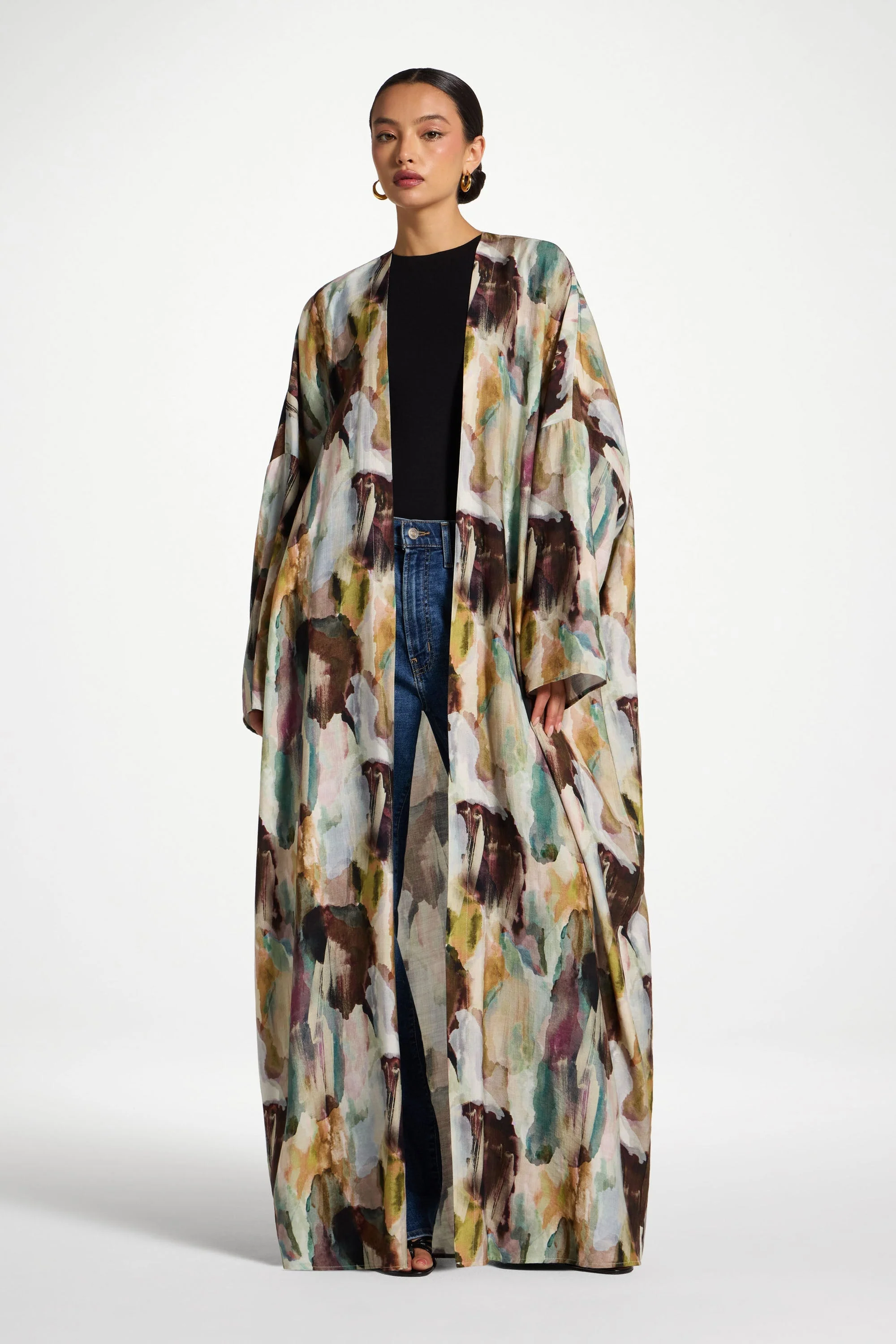 Open Abaya - Watercolor Oasis - Image 4
