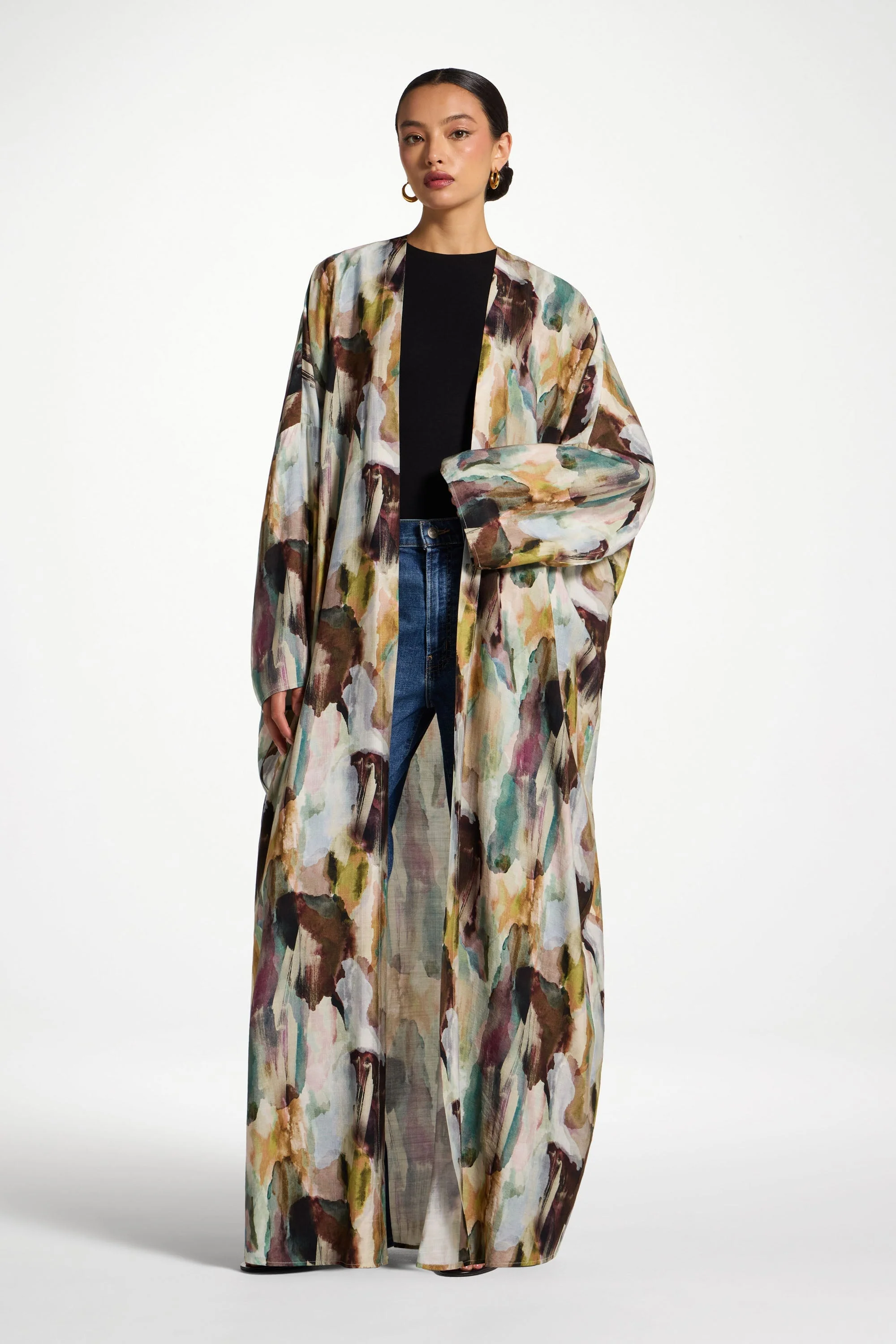 Open Abaya - Watercolor Oasis - Image 5