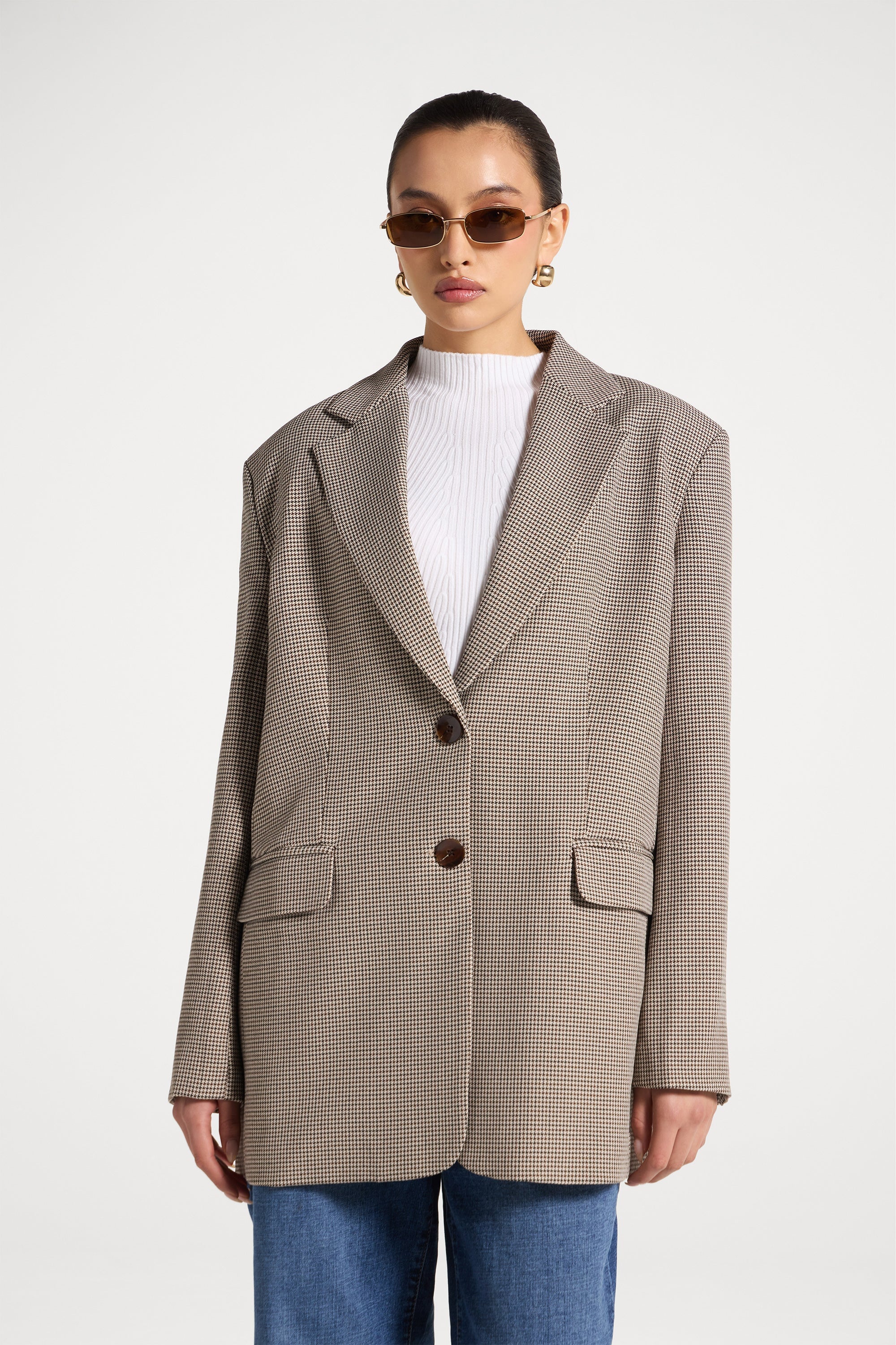 Oversized Houndstooth Blazer - Image 4