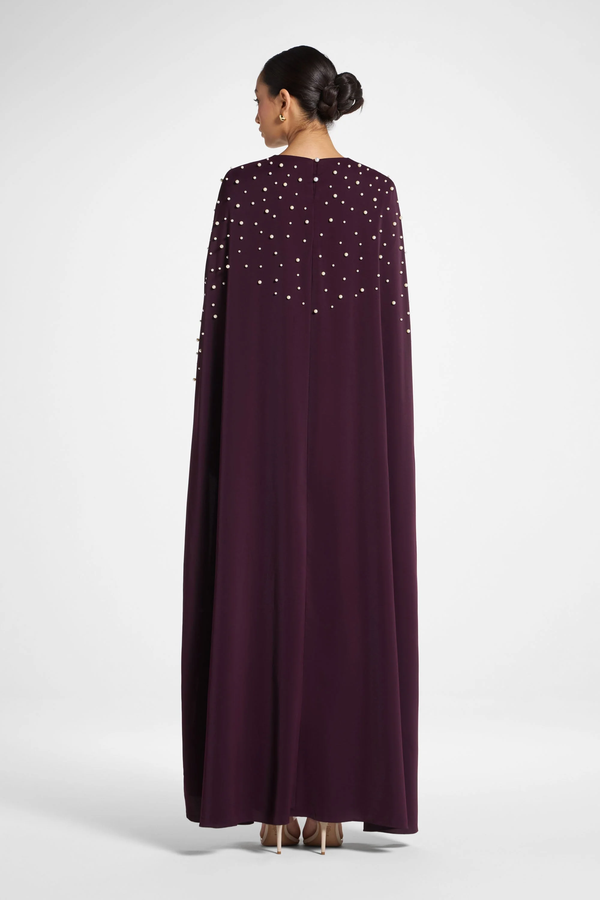 Pearl Cape Maxi Dress - Chocolate Plum - Image 5