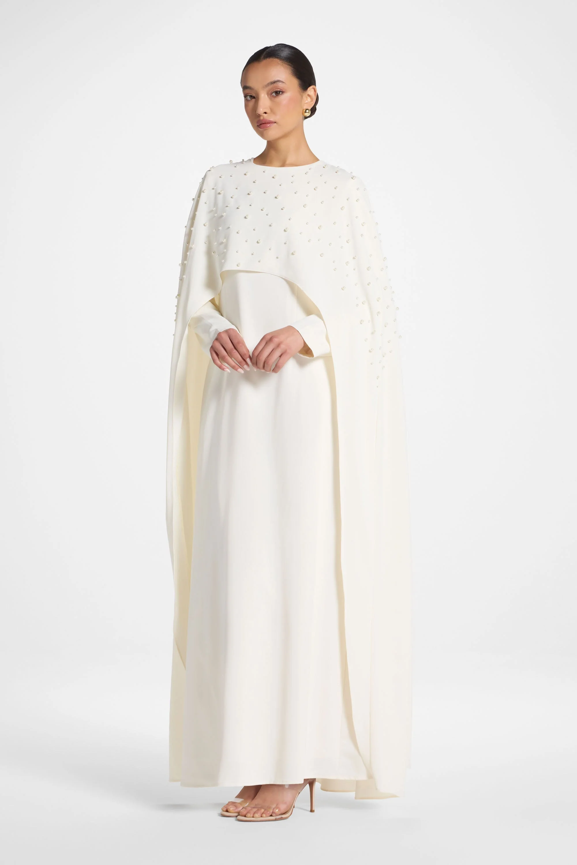 Pearl Cape Maxi Dress - Coconut Milk