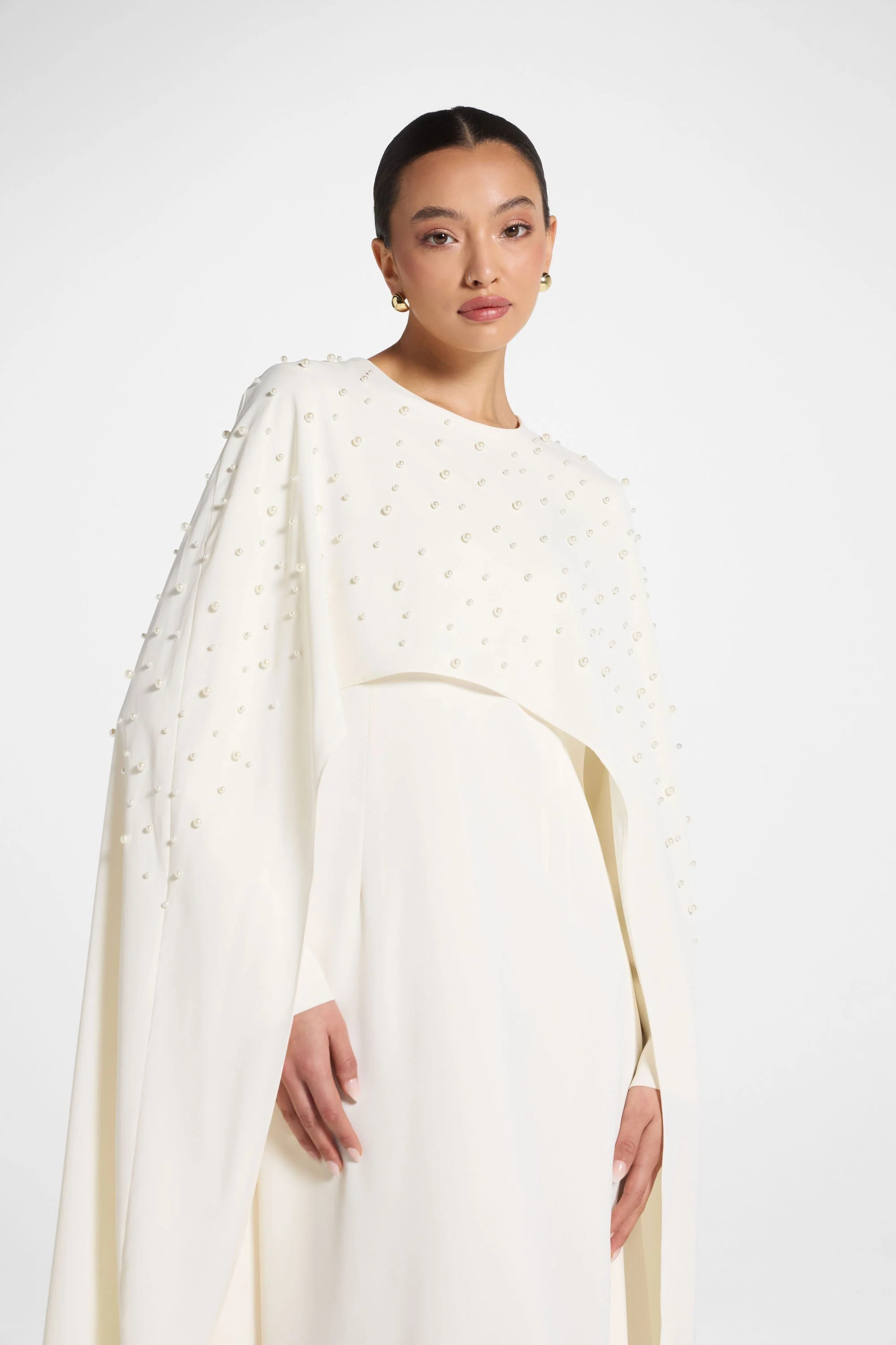 Pearl Cape Maxi Dress - Coconut Milk - Image 4