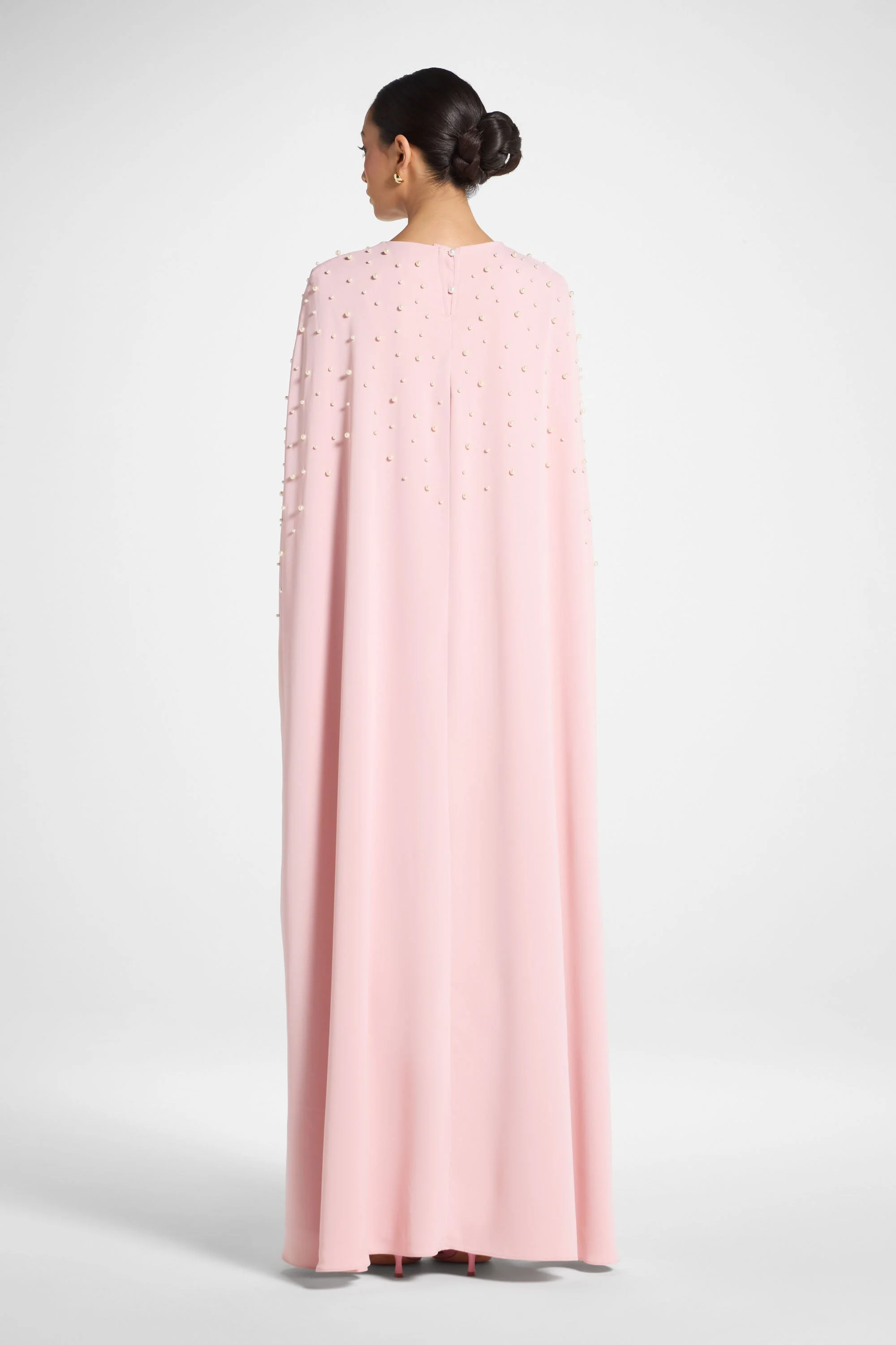Pearl Cape Maxi Dress - Pink - Image 6