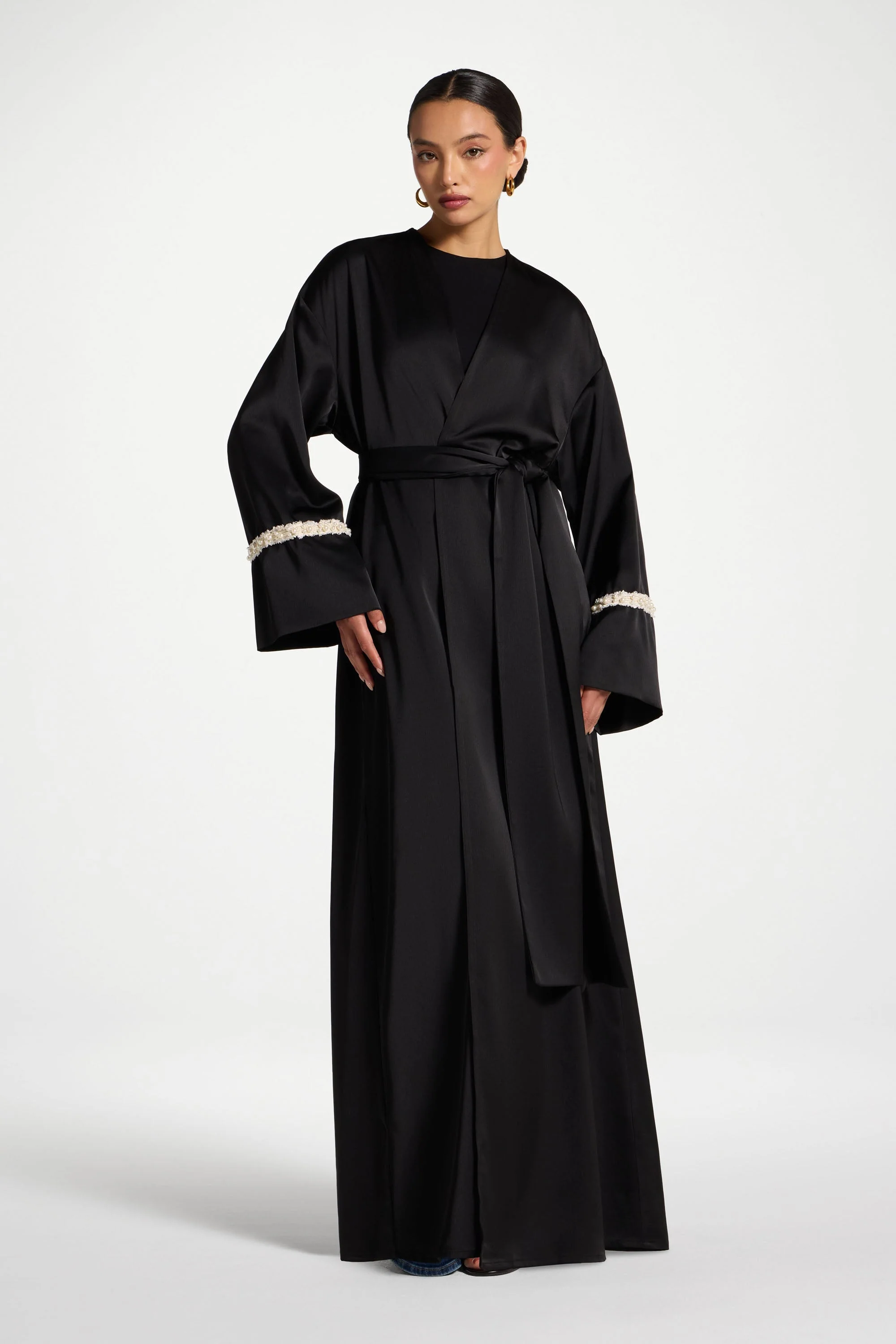 Pearl Trim Abaya - Image 2