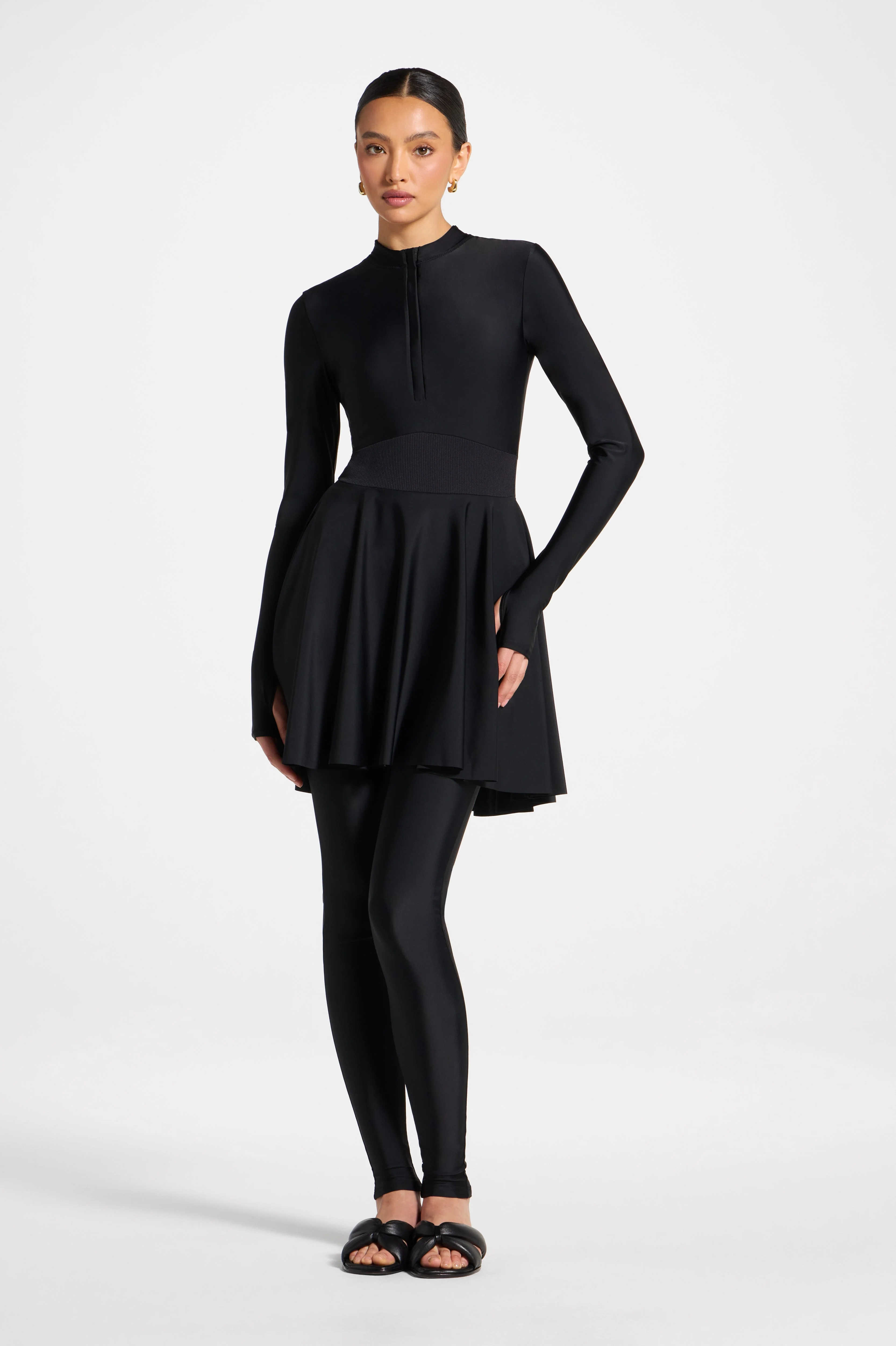 Peplum Swimsuit Tunic - Black - Image 4