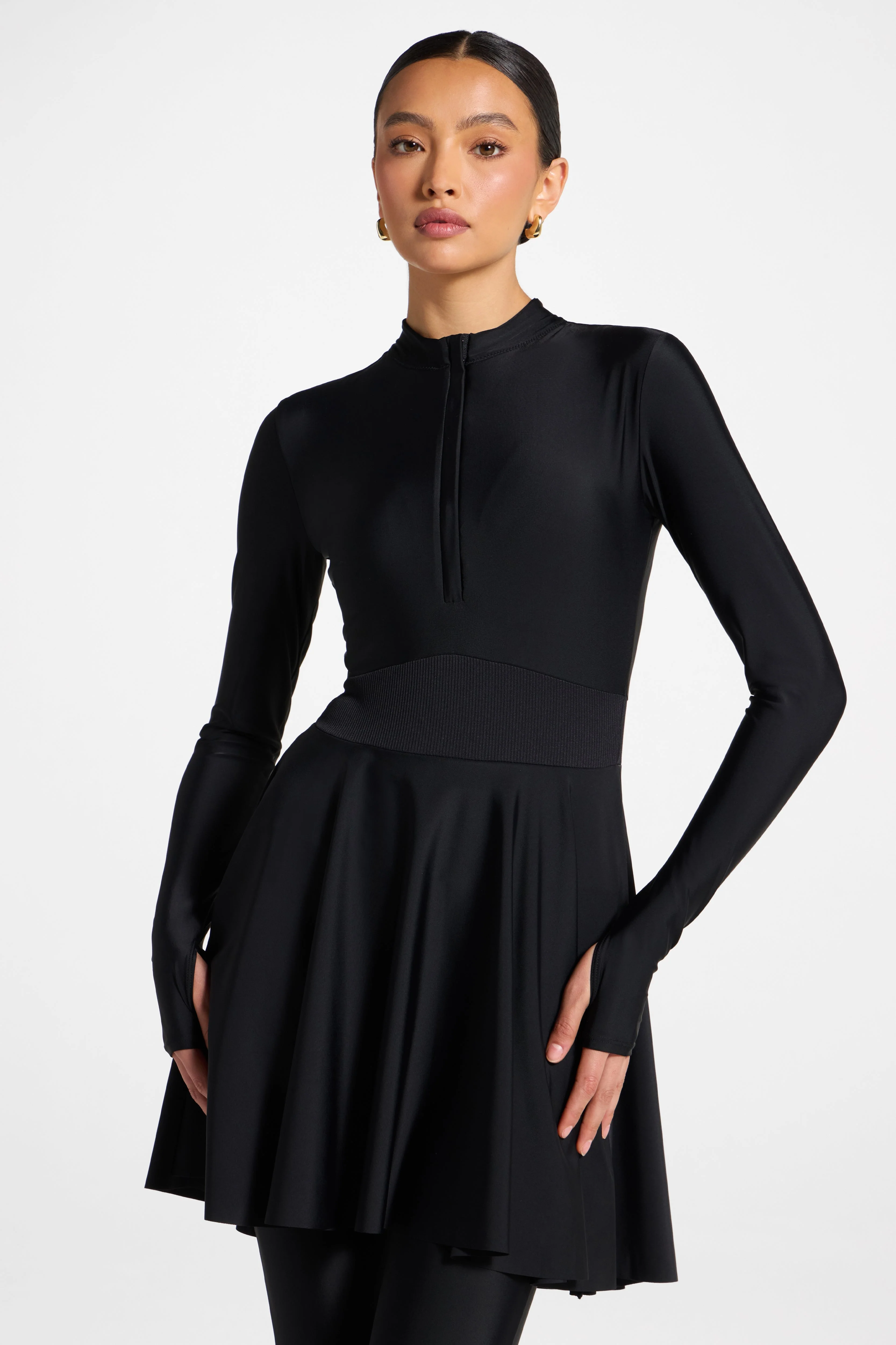 Peplum Swimsuit Tunic - Black - Image 5