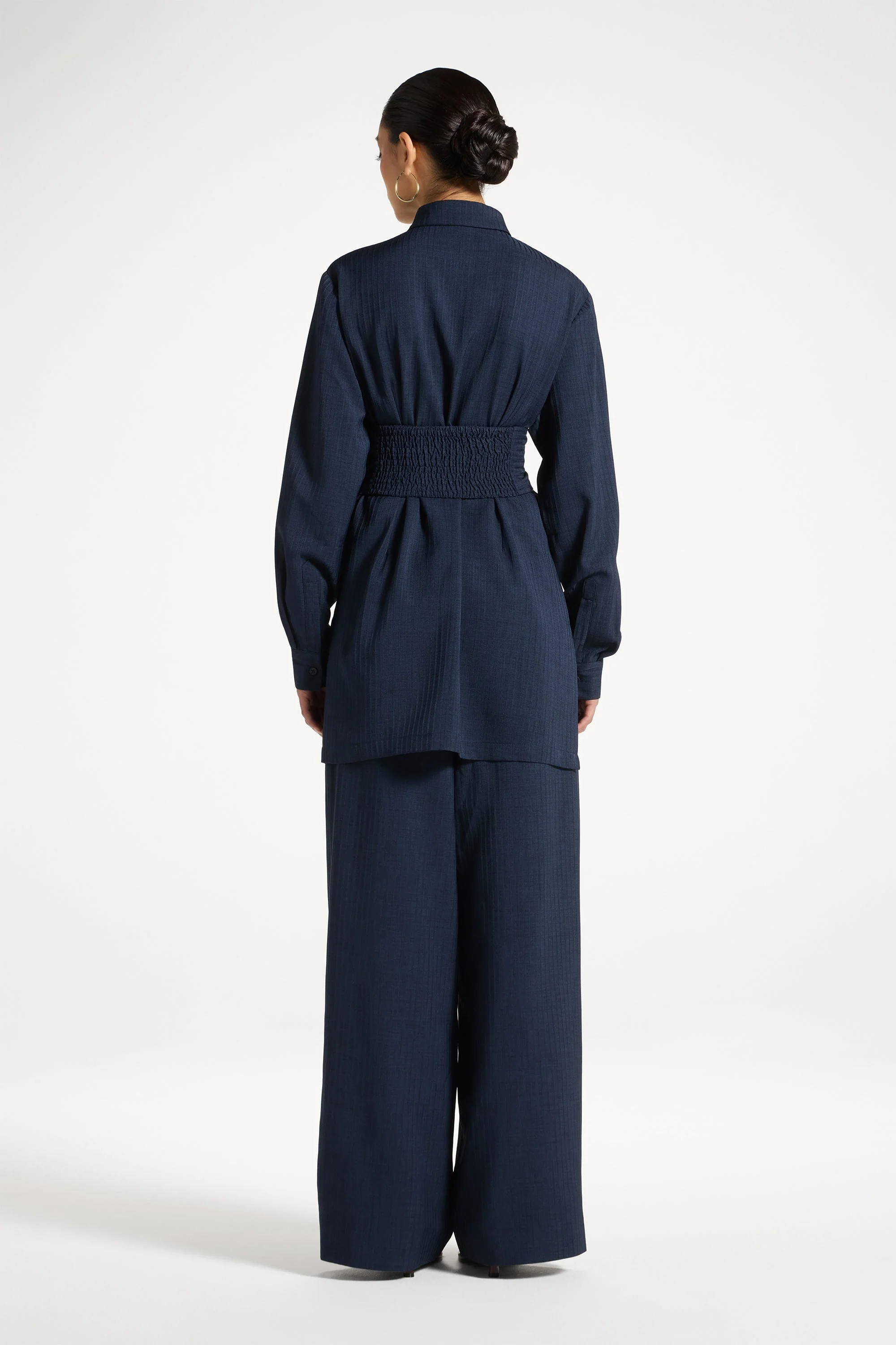 Pinstripe Belted Top - Heritage Blue - Image 5