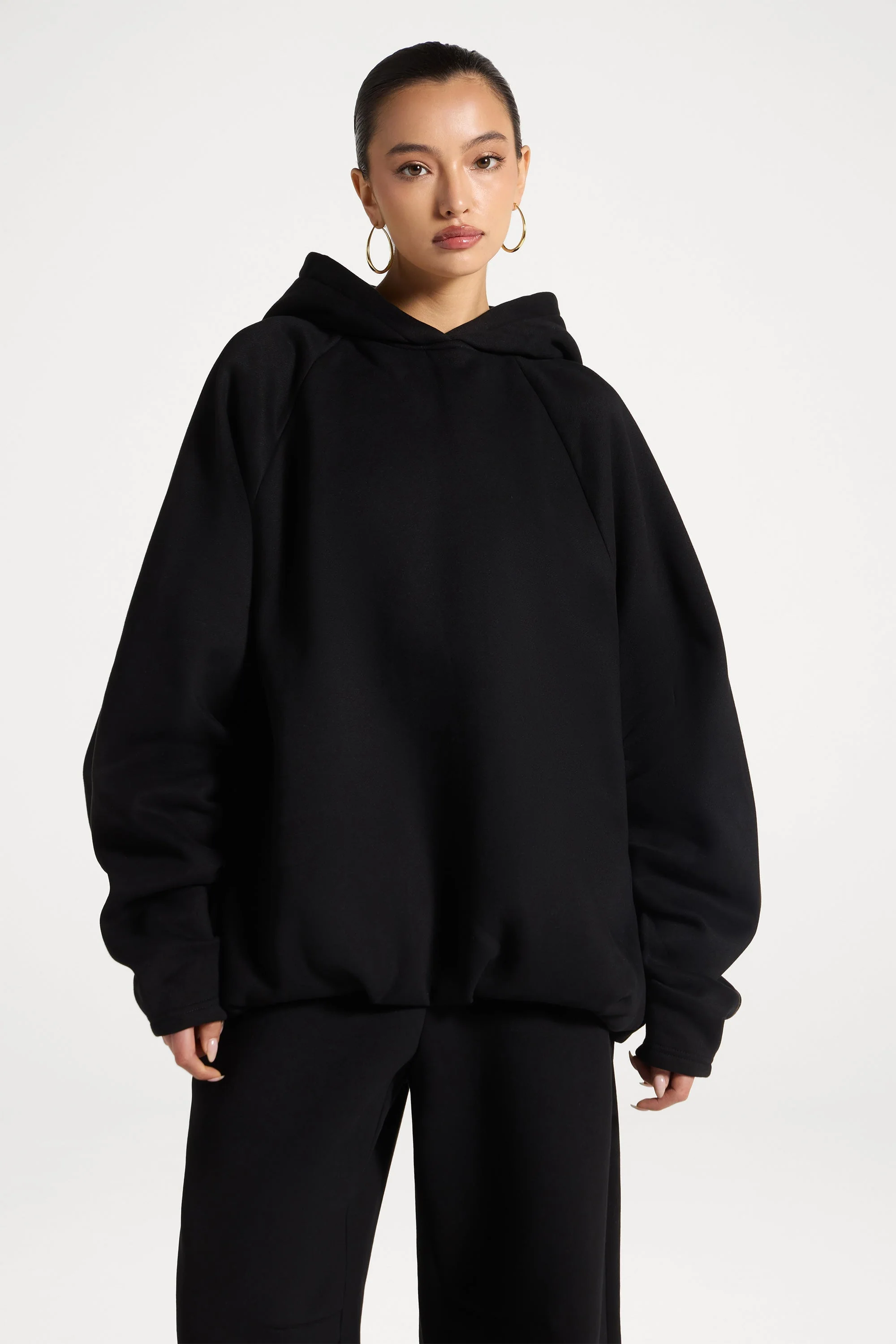 Pleated Lounge Top & Pants Set - Black - Image 3