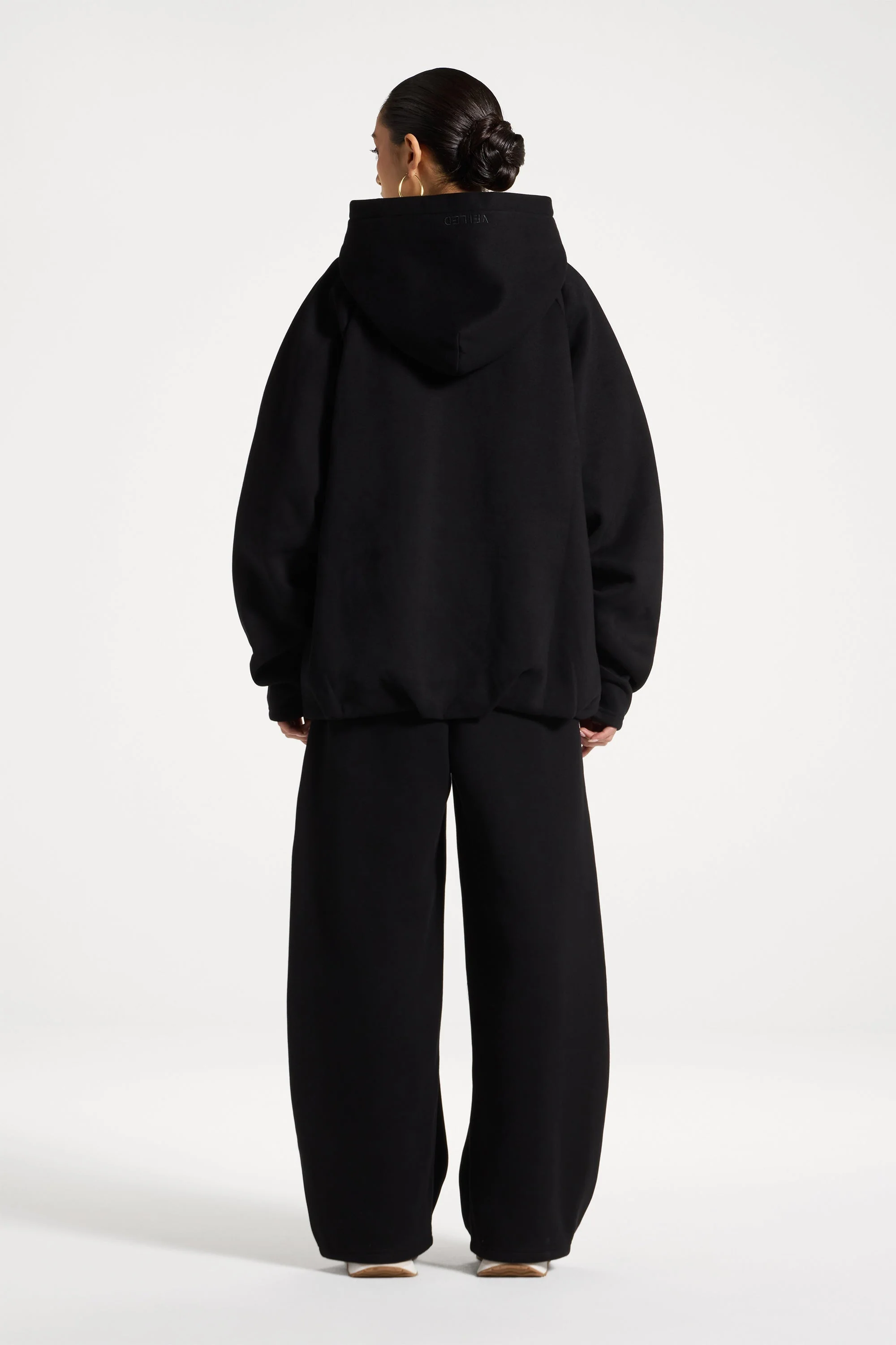Pleated Lounge Top & Pants Set - Black - Image 5