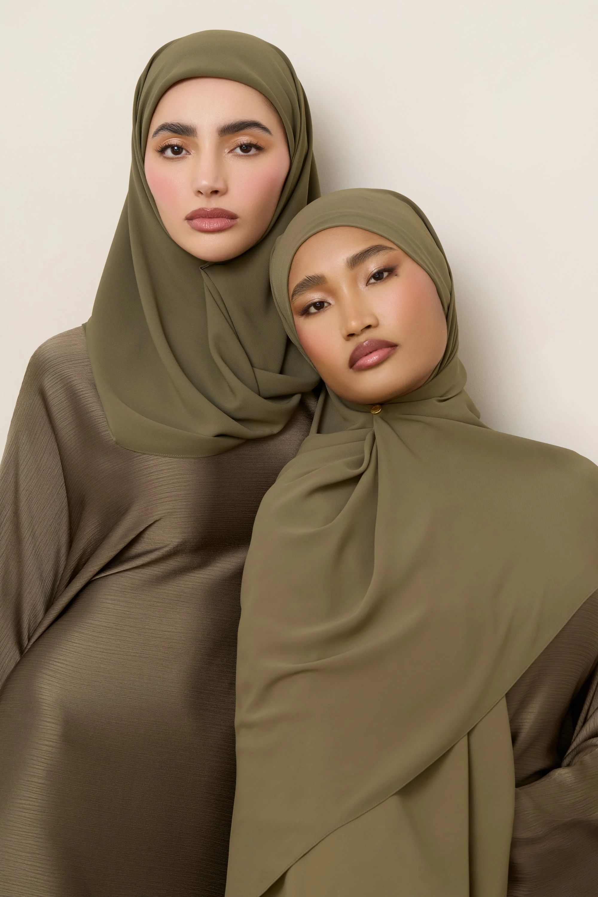 Premium Chiffon Hijab - Olive Bark - Image 3