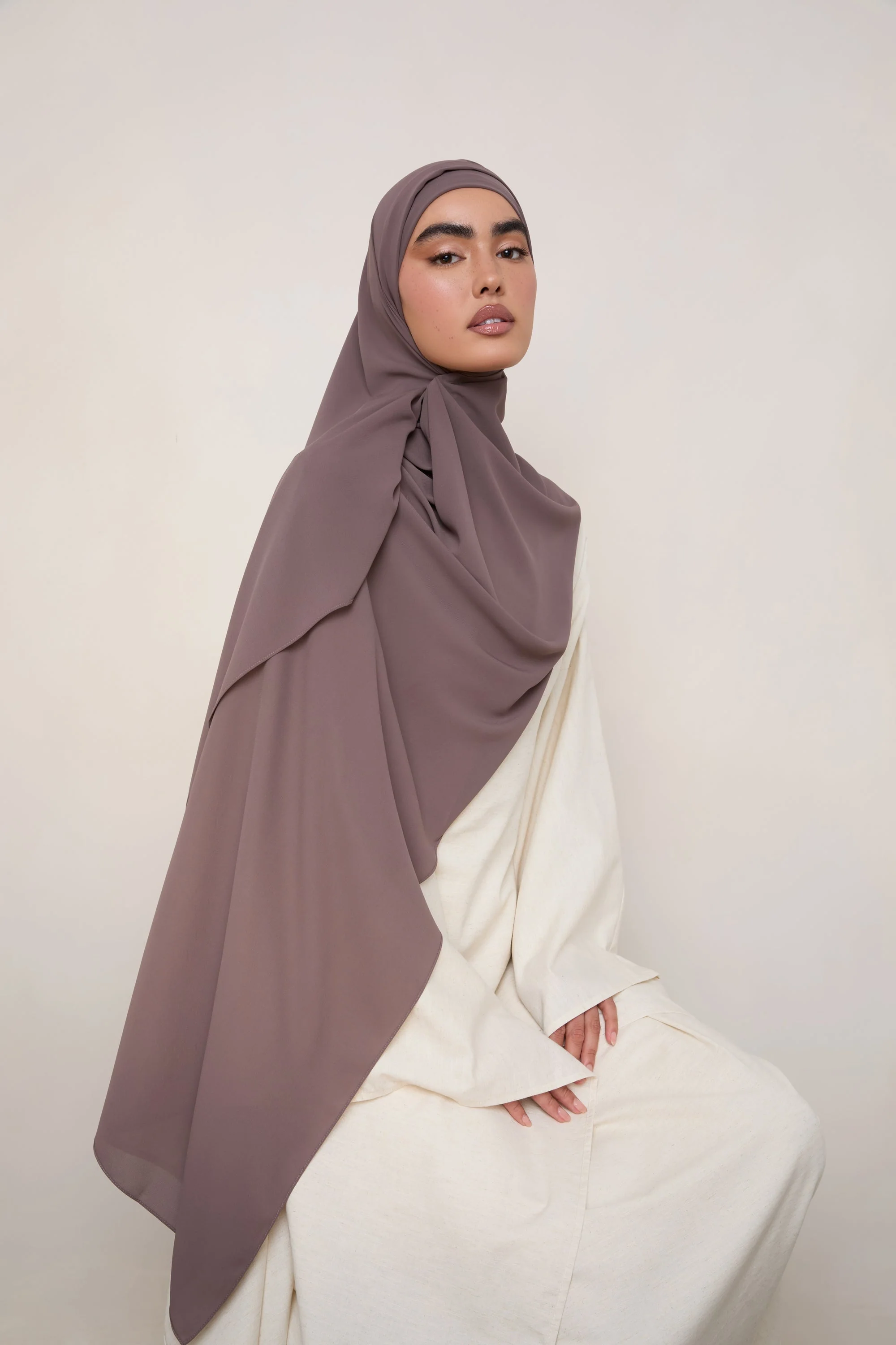 Premium Chiffon Hijab - Plum Truffle - Image 4