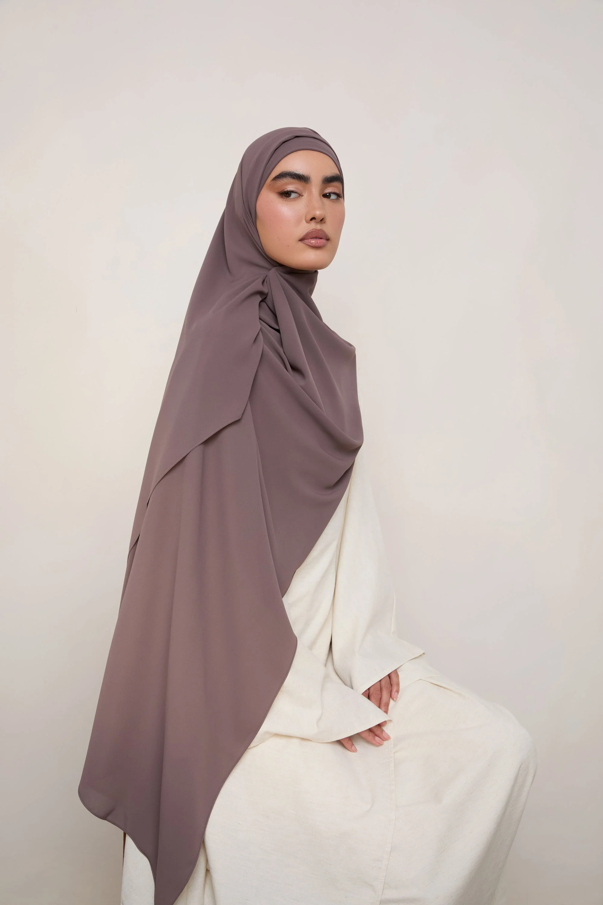Premium Chiffon Hijab - Plum Truffle - Image 5