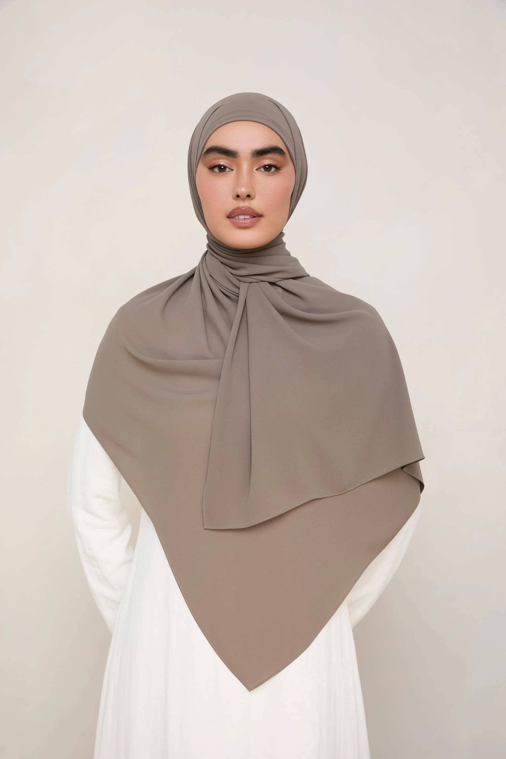 Premium Chiffon Hijab - Truffle Grey - Image 3