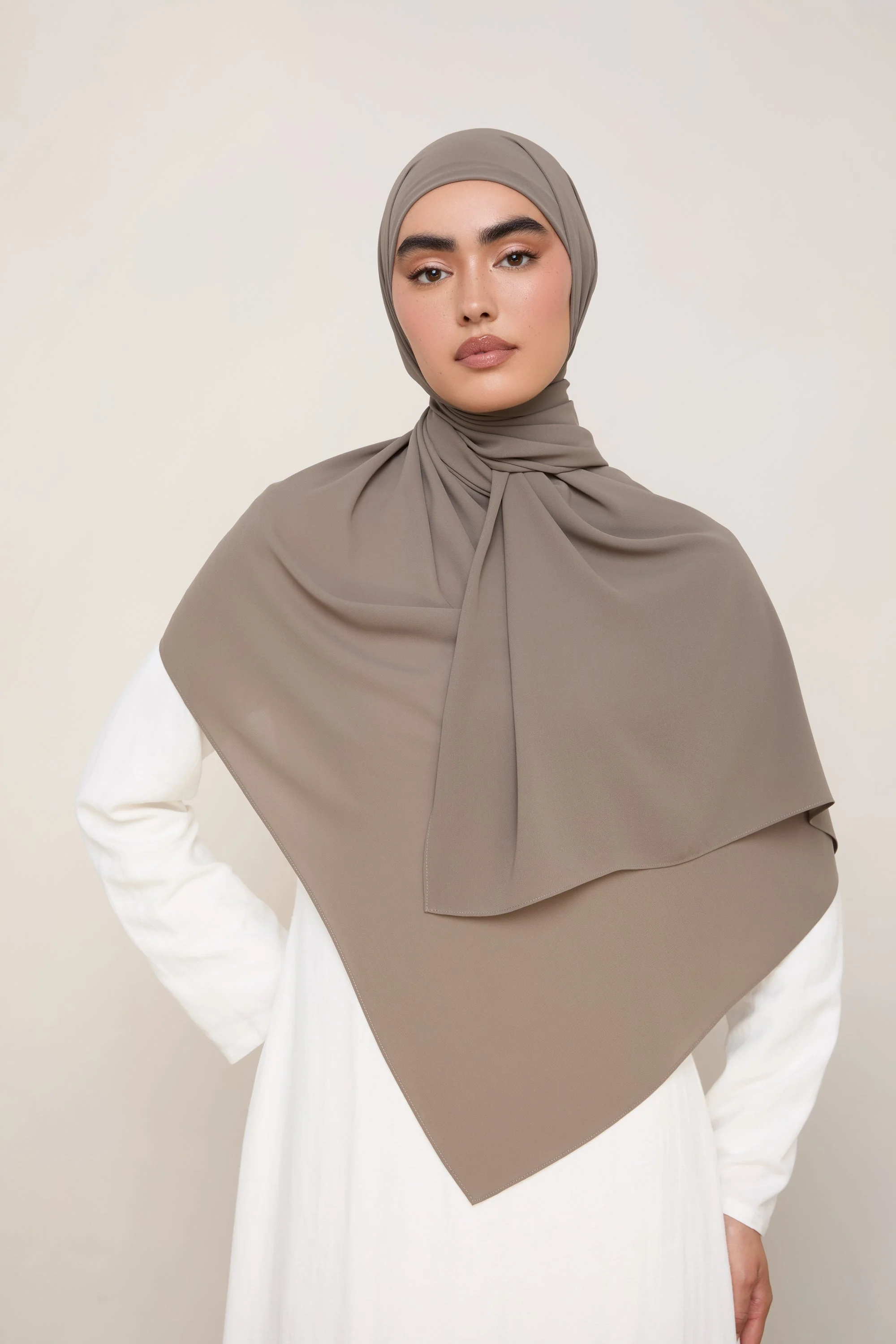 Premium Chiffon Hijab - Truffle Grey - Image 4