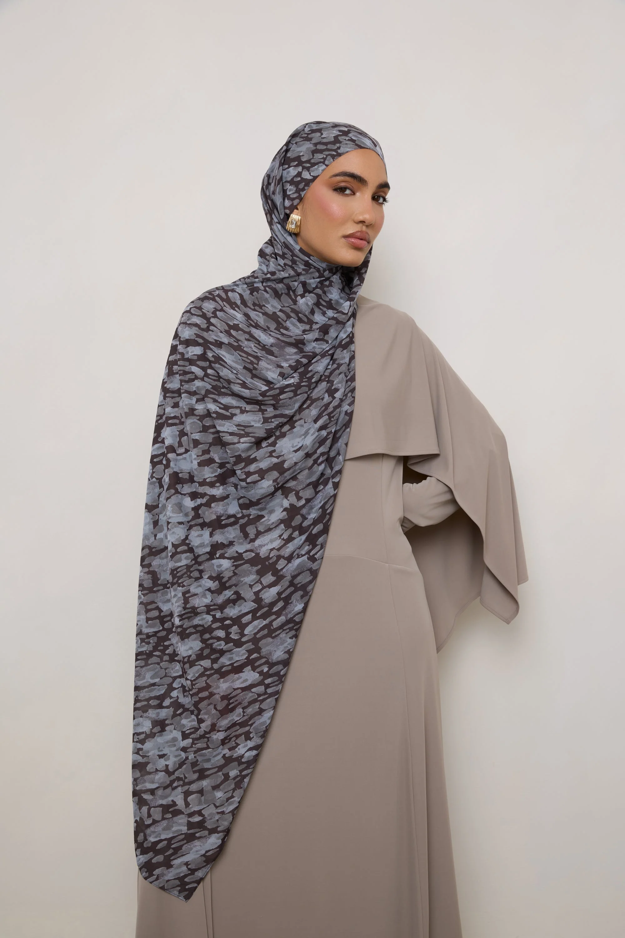 Printed Chiffon Hijab - Cloudburst - Image 5