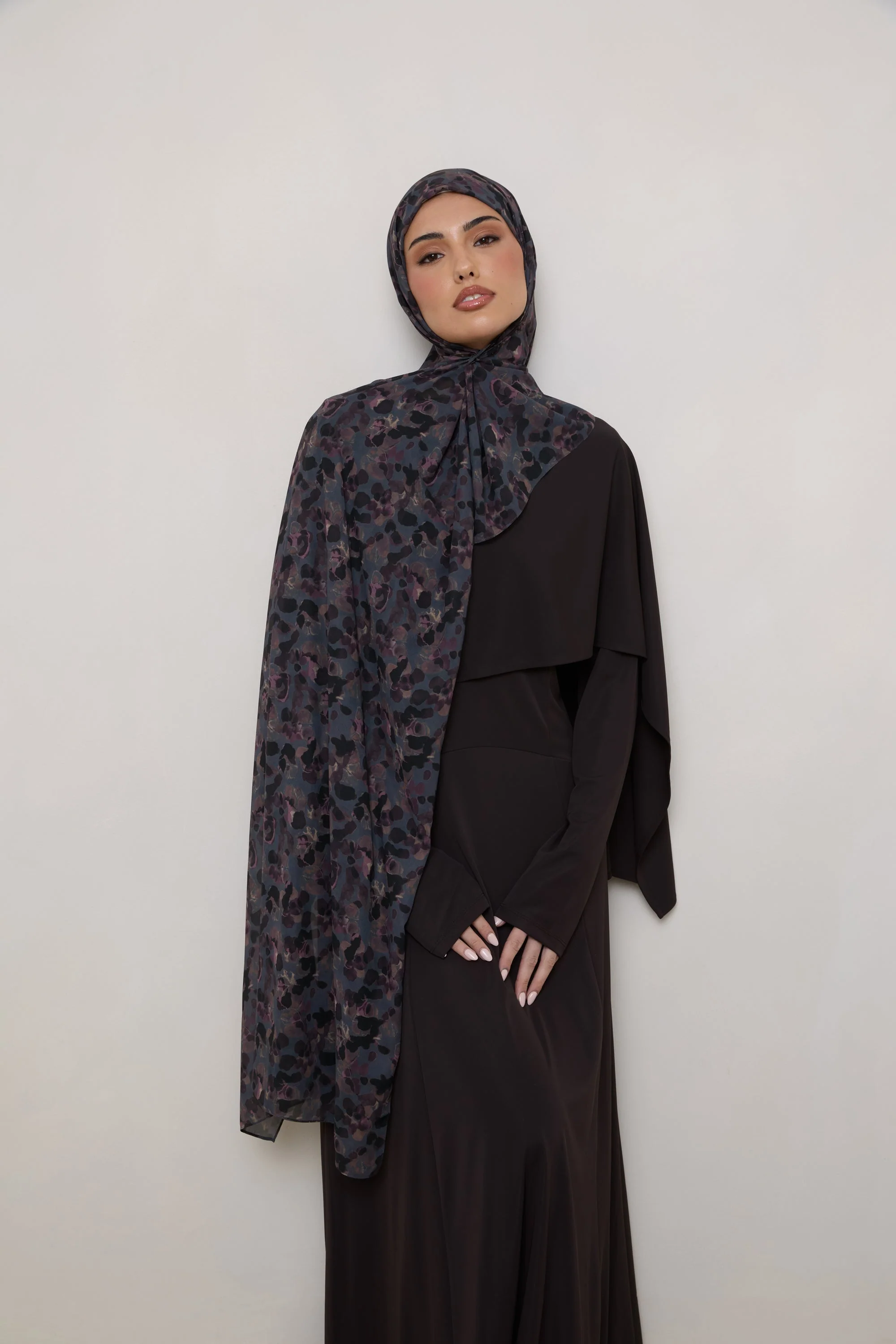 Printed Chiffon Hijab - Watercolor Bloom - Image 3