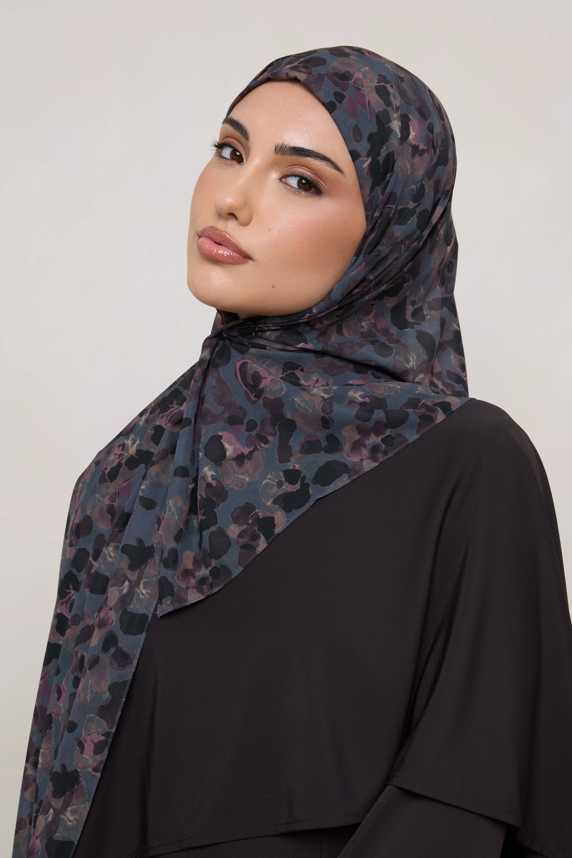 Printed Chiffon Hijab - Watercolor Bloom - Image 4