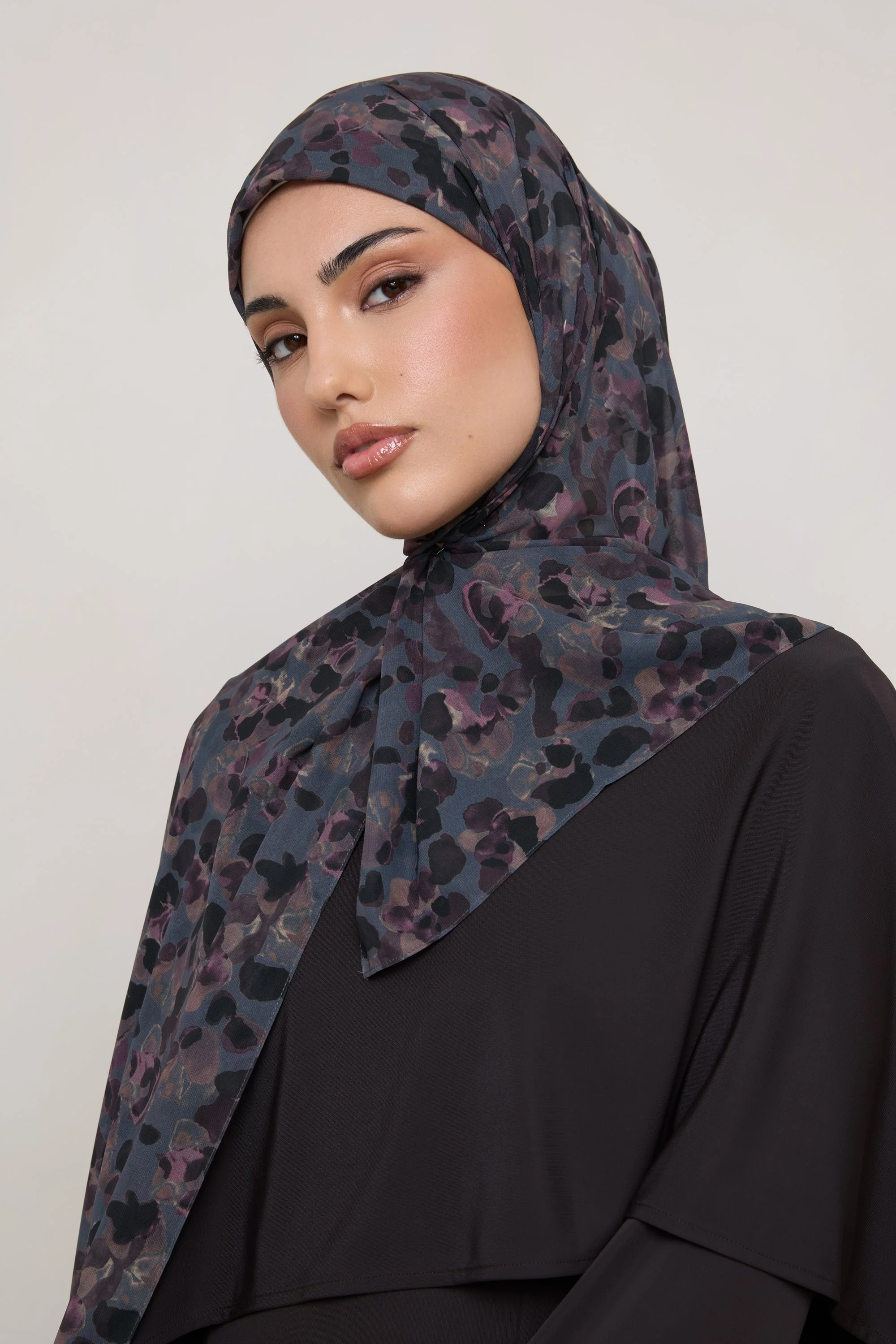 Printed Chiffon Hijab - Watercolor Bloom - Image 5