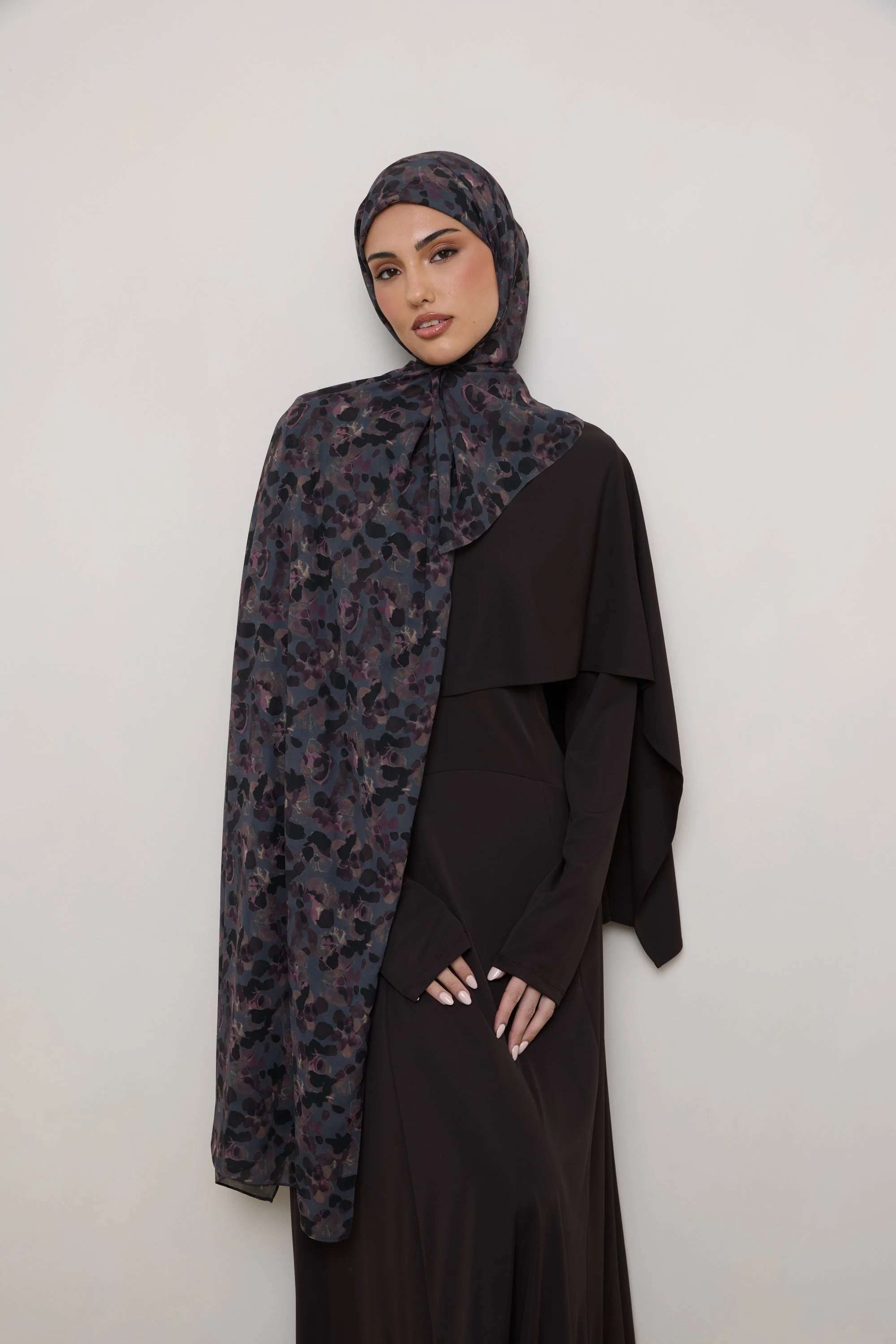 Printed Chiffon Hijab - Watercolor Bloom - Image 6