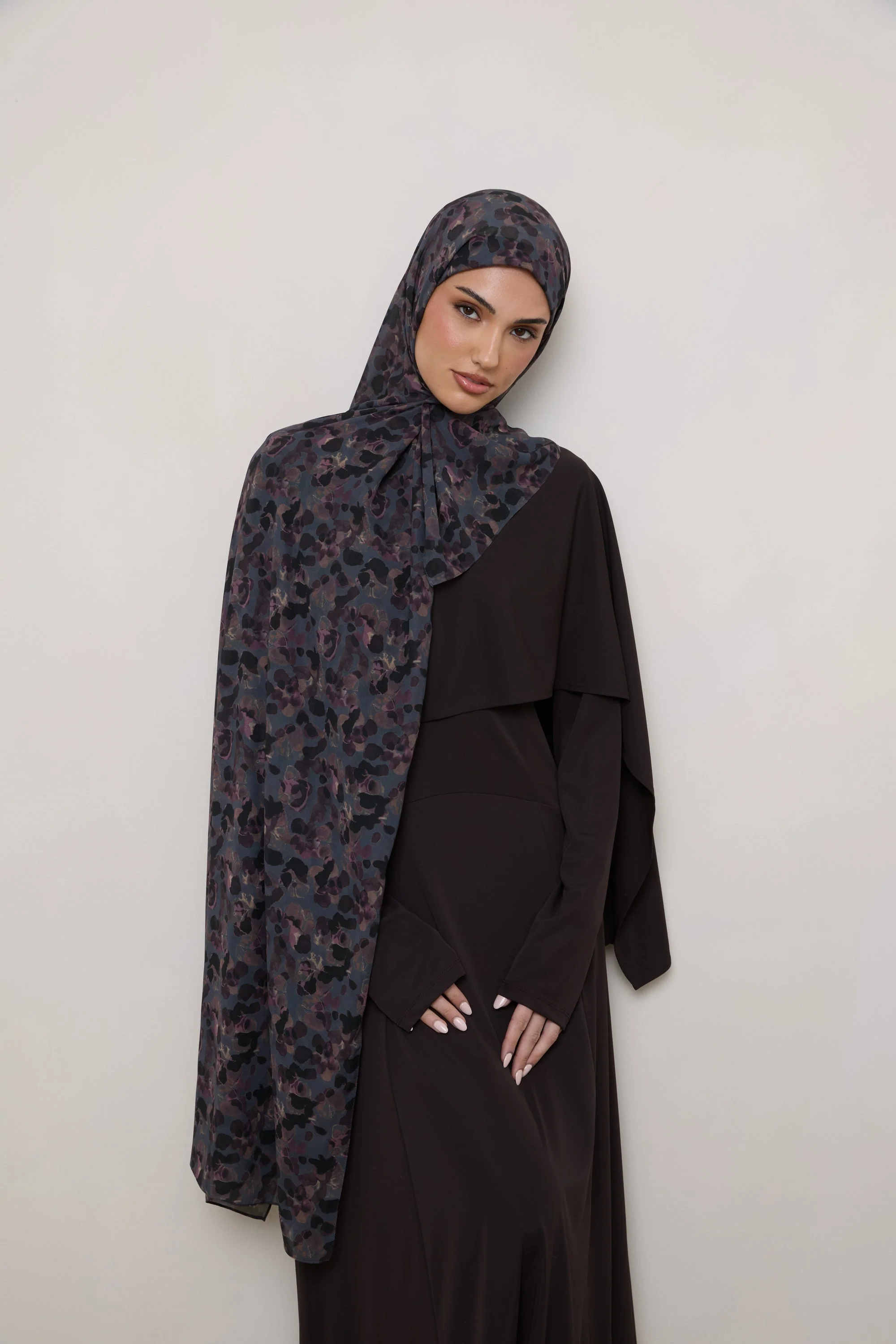 Printed Chiffon Hijab - Watercolor Bloom - Image 7