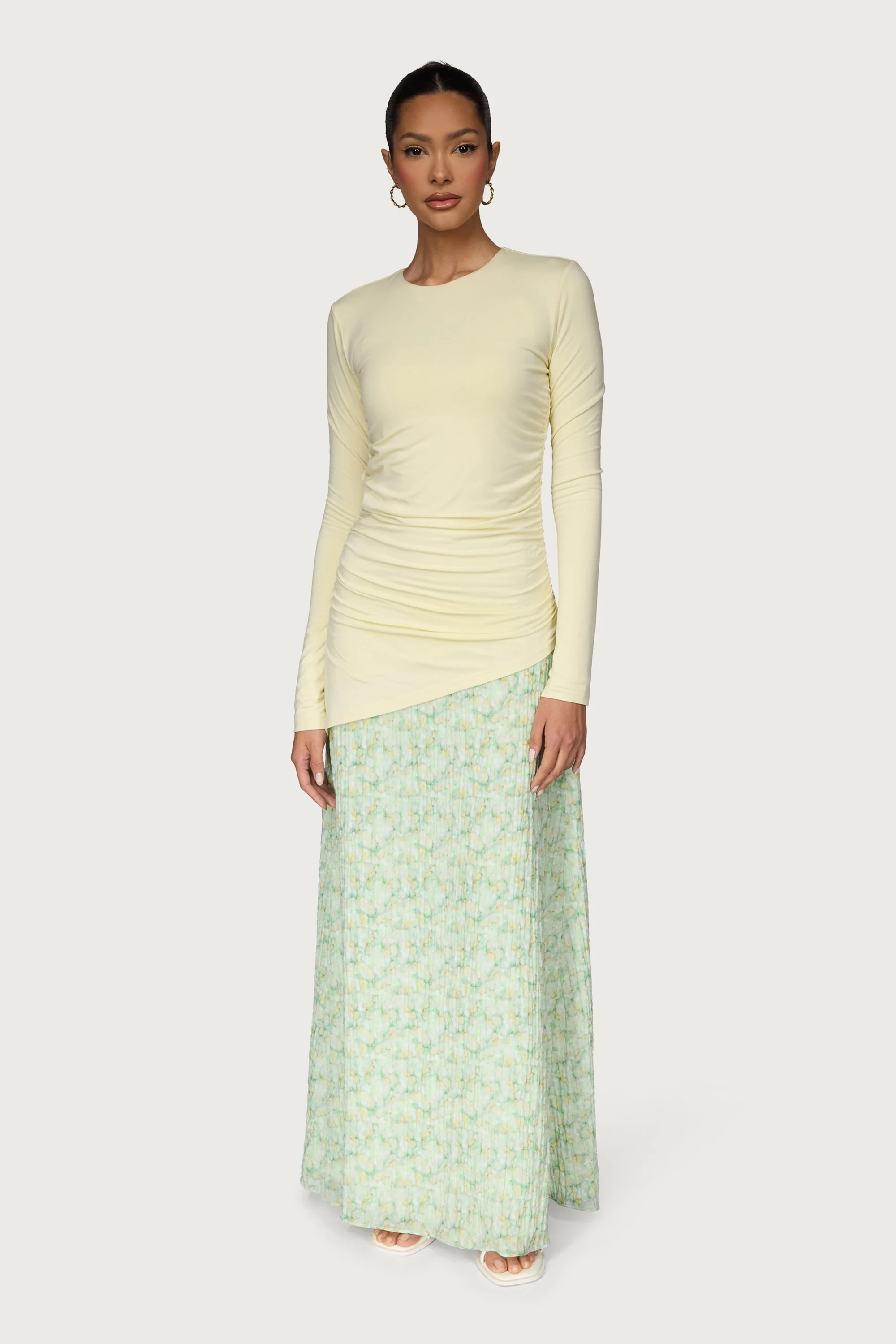 Printed Floral Maxi Skirt - Lemon Lime - Image 4