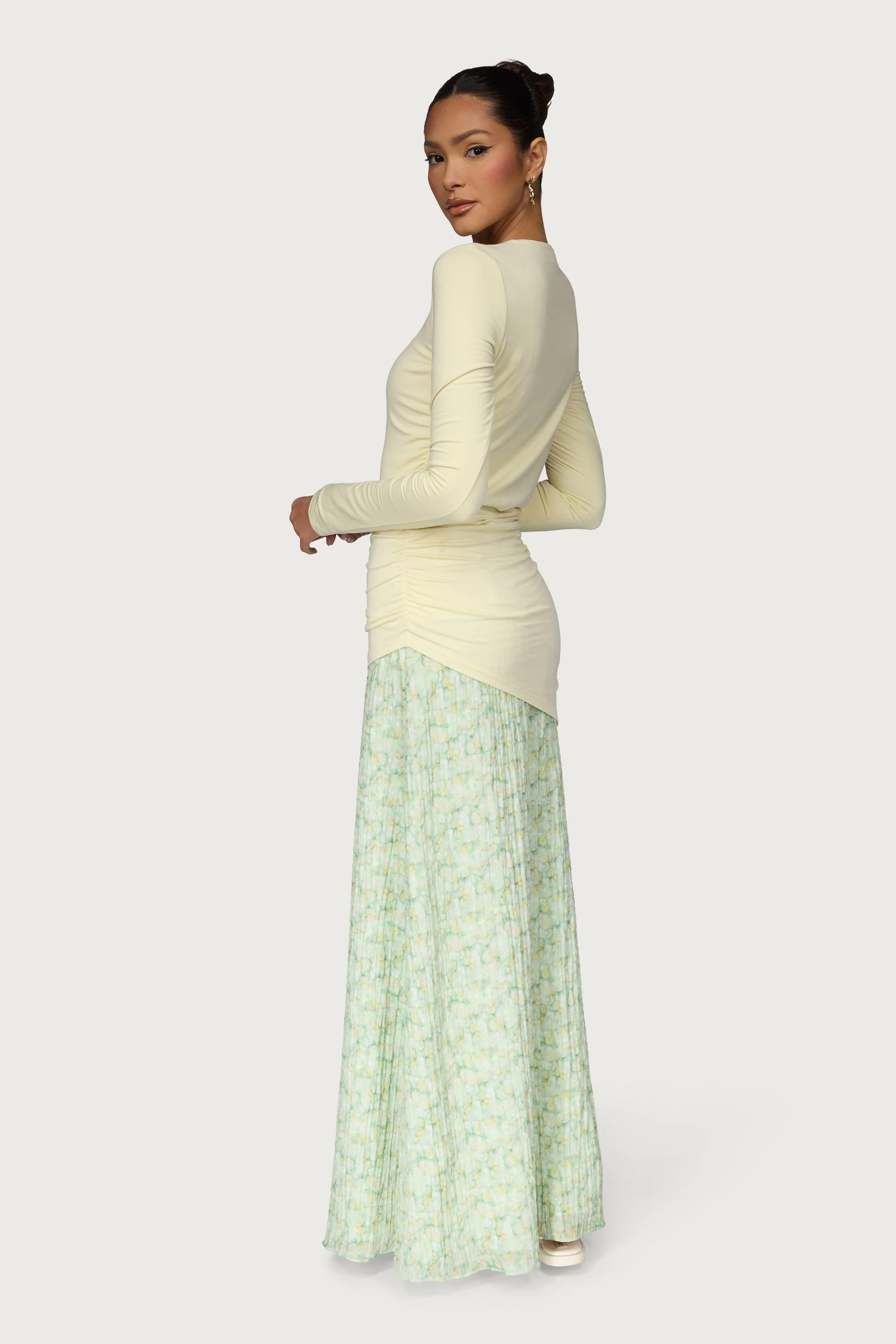 Printed Floral Maxi Skirt - Lemon Lime - Image 6