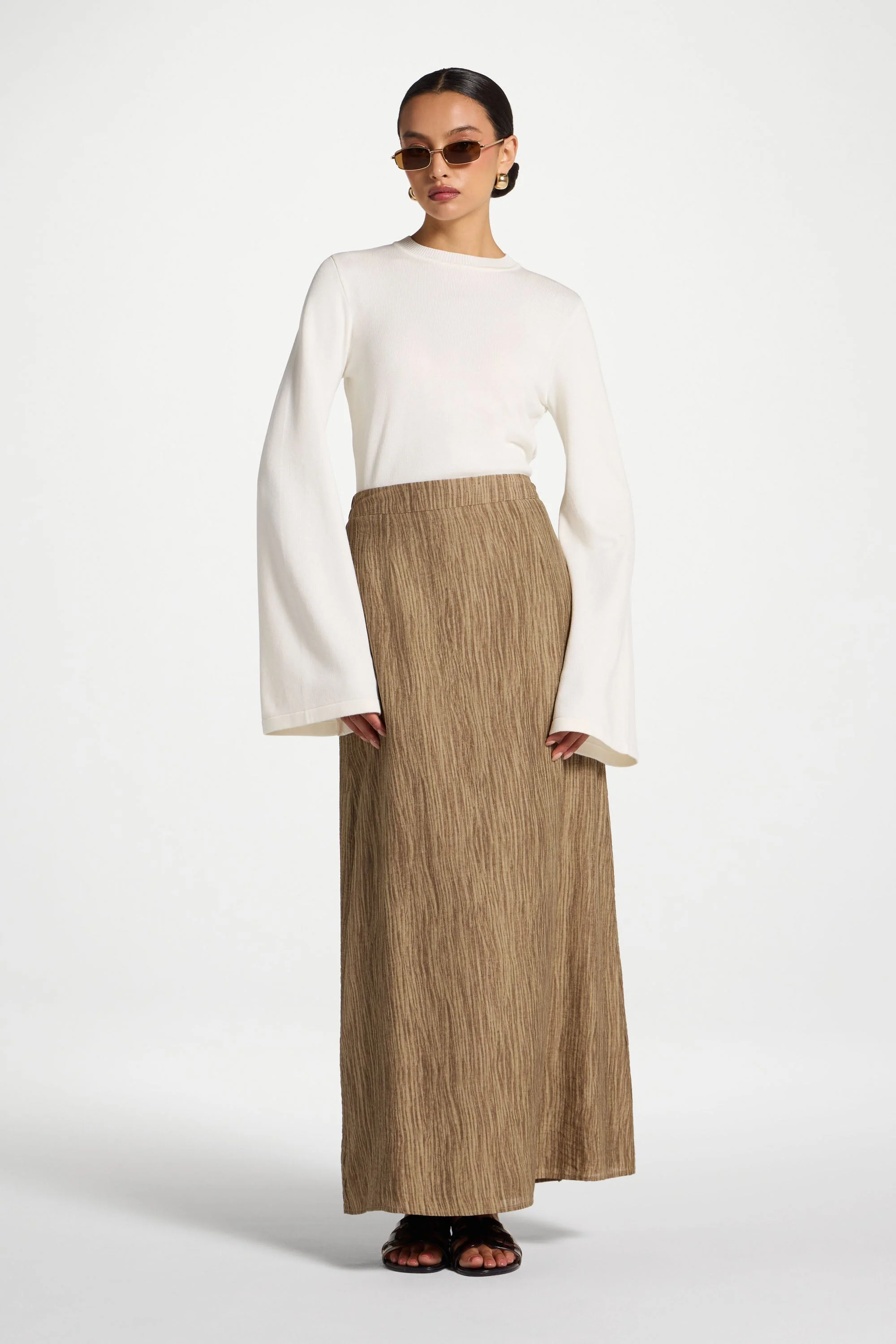 Printed Maxi Skirt - Brown - Image 2