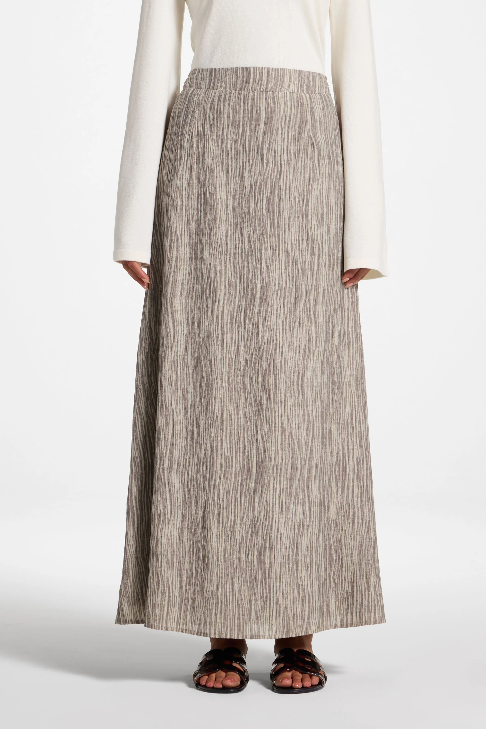 Printed Maxi Skirt - Taupe